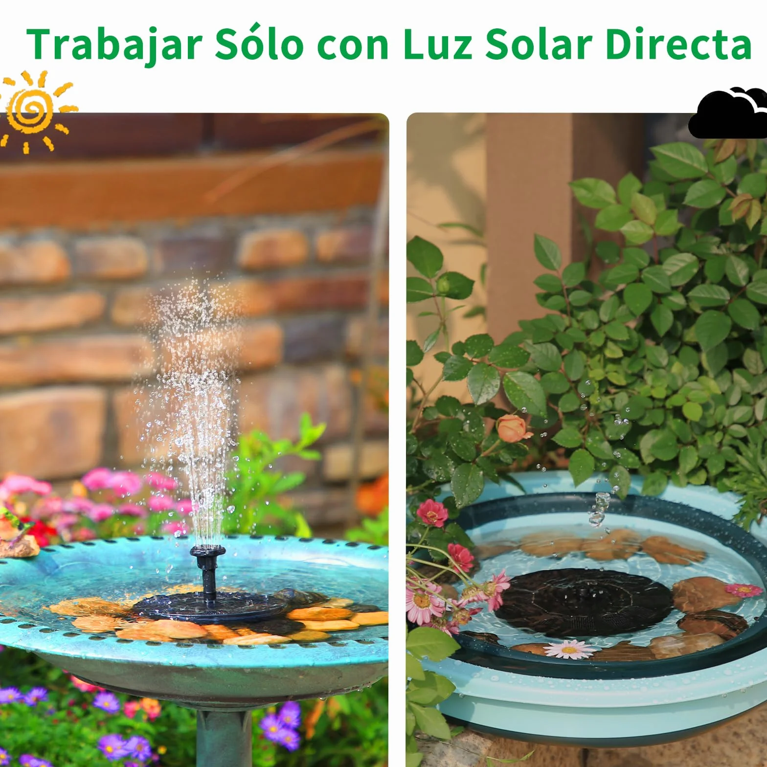 AISITIN Fuente Solar Jardin Exterior con Bomba de Agua 6 Boquillas