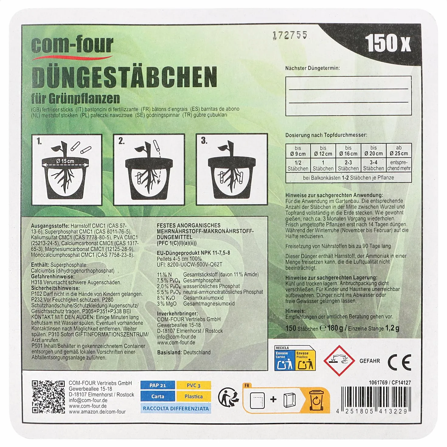 COM-FOUR® Fertilizantes para plantas equilibrado 150x