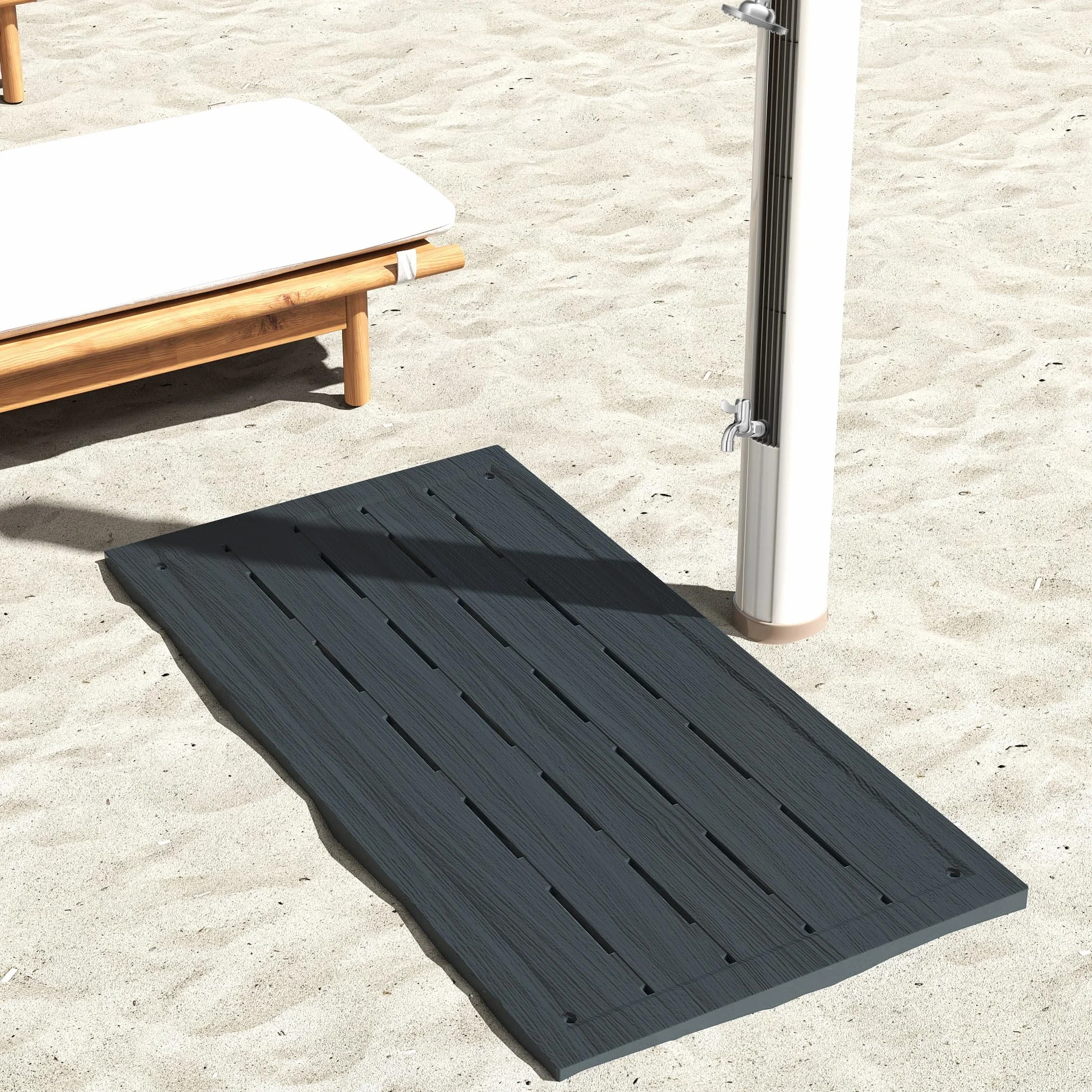 Suelo de plástico WPC antideslizante 100x56x4 cm para escalera de piscina