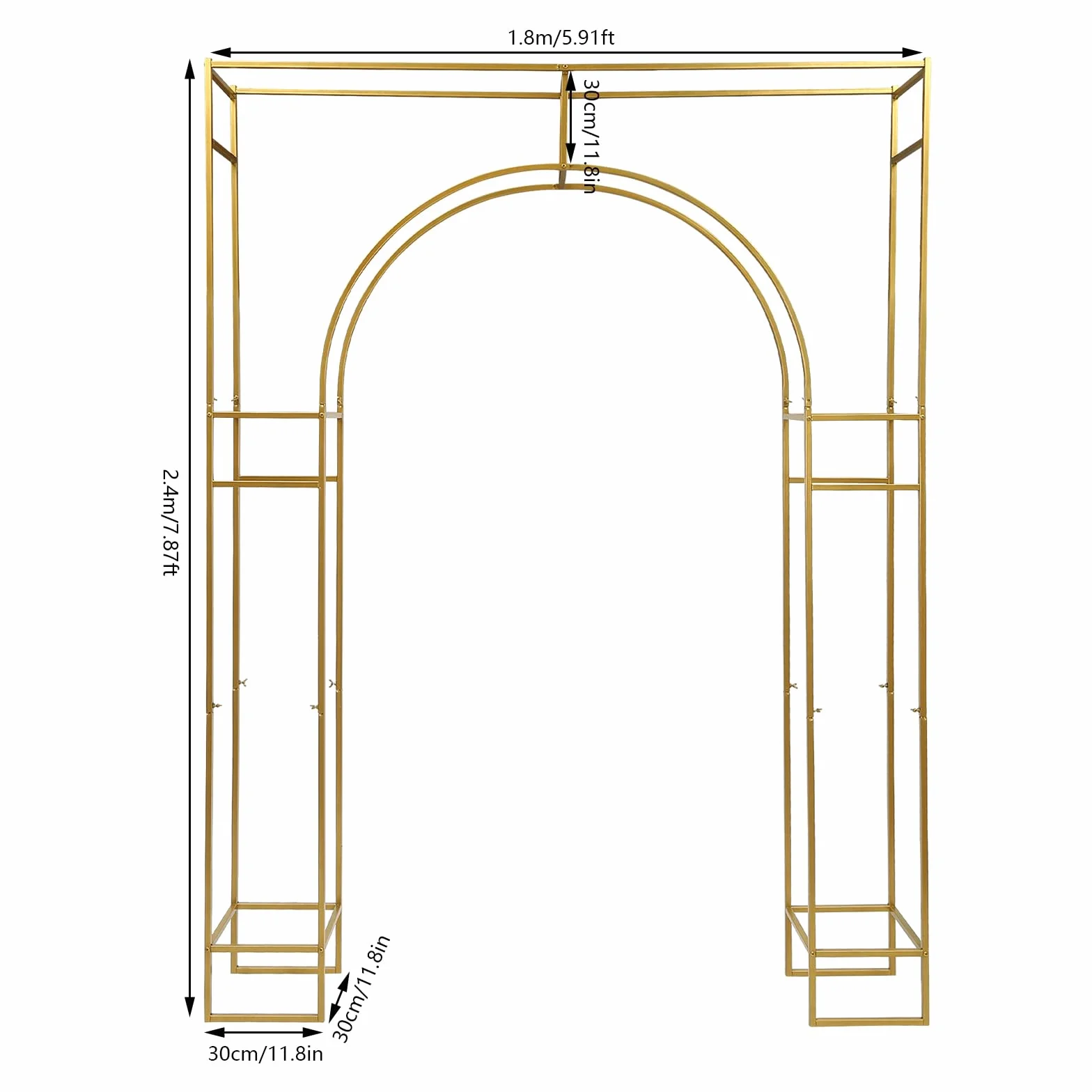 Arco de boda dorado metálico doble soporte ceremonia diseño moderno montaje rápido