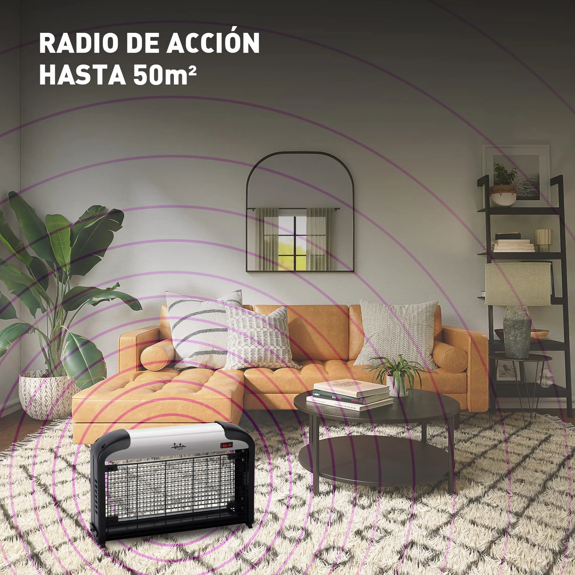 JATA HOGAR MELI0620 - Antimosquitos Eléctrico Interior 50 m² con 28 LED UV, Mata Mosquitos Silencioso con Mando a Distancia, Bandeja Extraíble, Bajo Consumo, Trampa Insectos para Hogar y Negocio