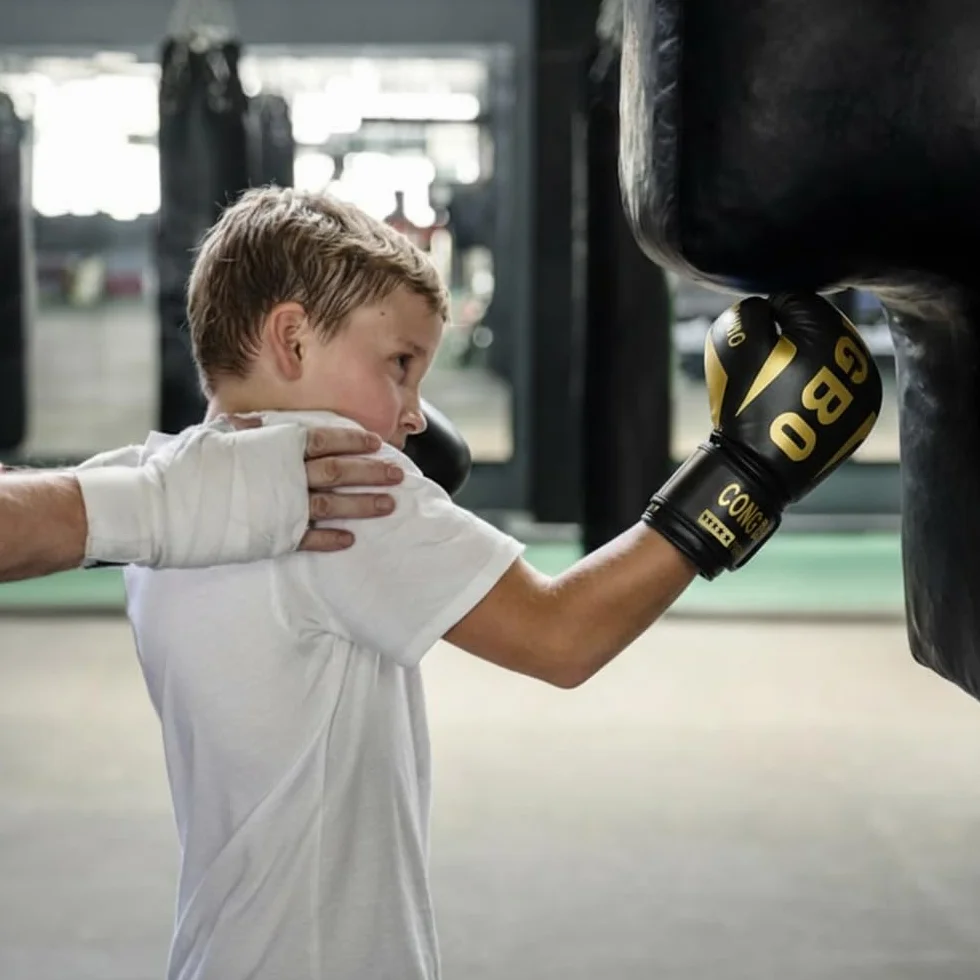 Guantes de Boxeo para Niños 6oz Cuero MMA Muay Thai Kickboxing