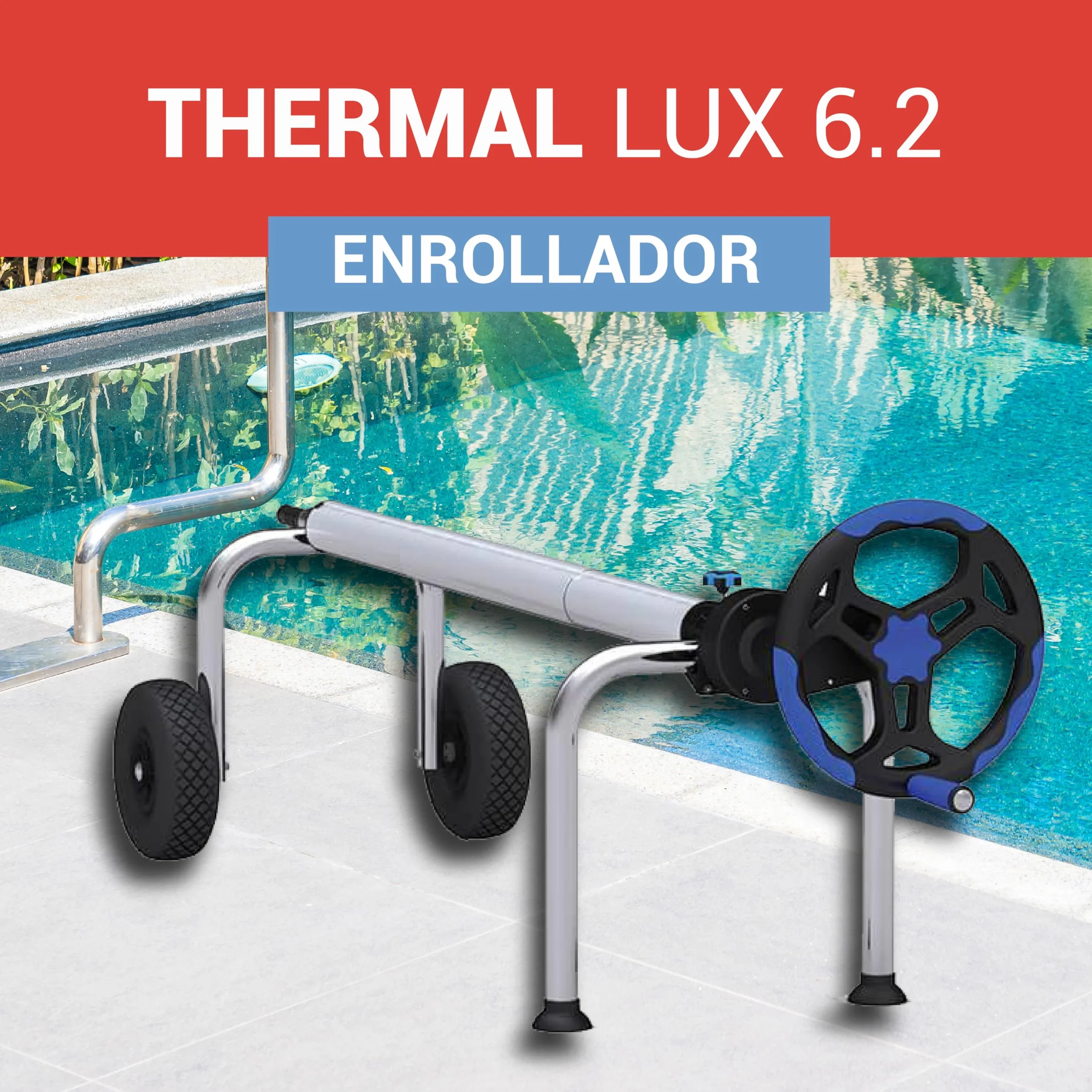 Piscihogar Enrollador Manta Piscina Thermal Lux 6.2 hasta 1000 micras Tubos centrales Extensibles 6,2 m