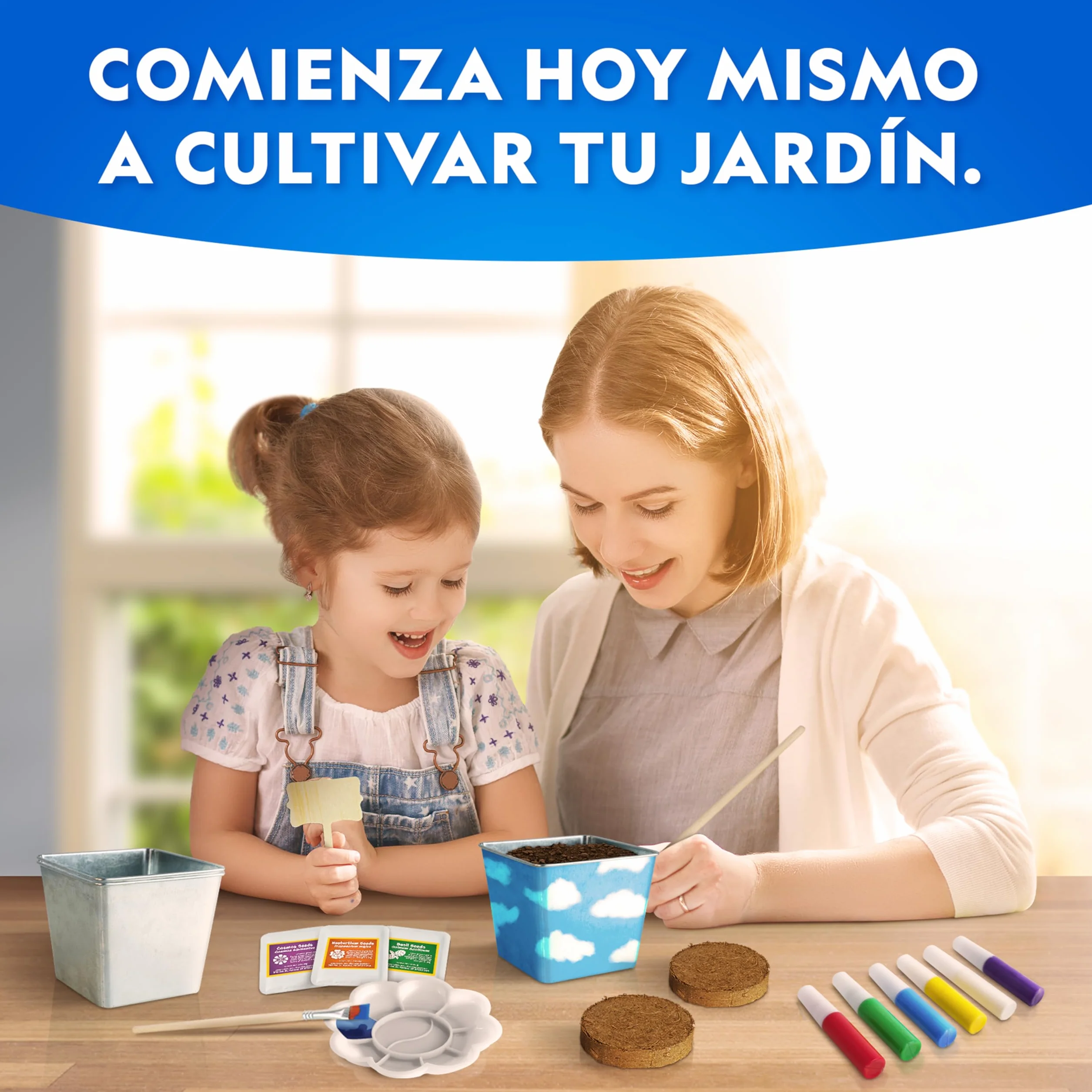 NATIONAL GEOGRAPHIC Kit de Jardinería para Niños con Macetas de Acero Inoxidable, Semillas, Pinturas y Pegatinas