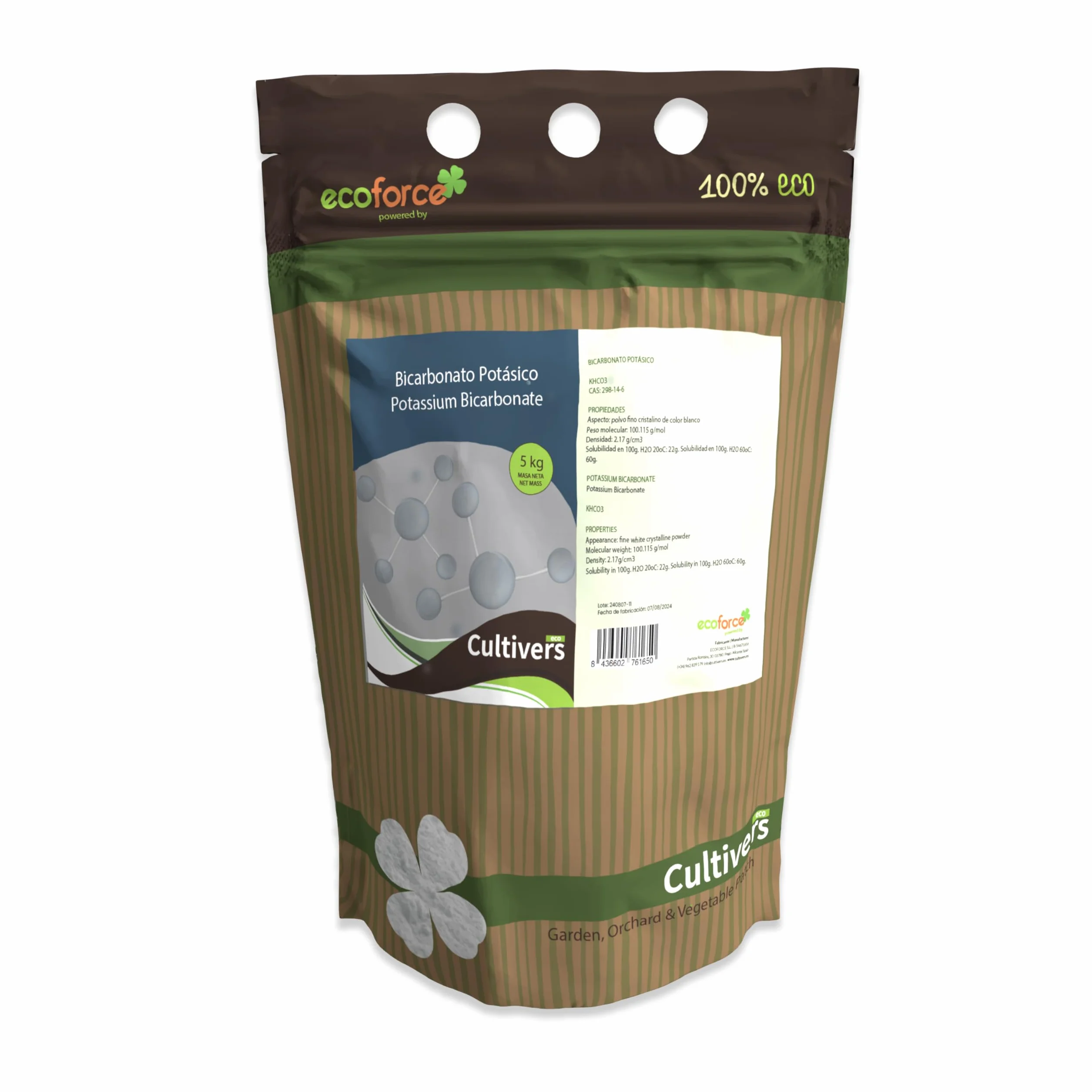 CULTIVERS Bicarbonato de Potasio 5 kg Polvo Soluble Jardinería Agricultura