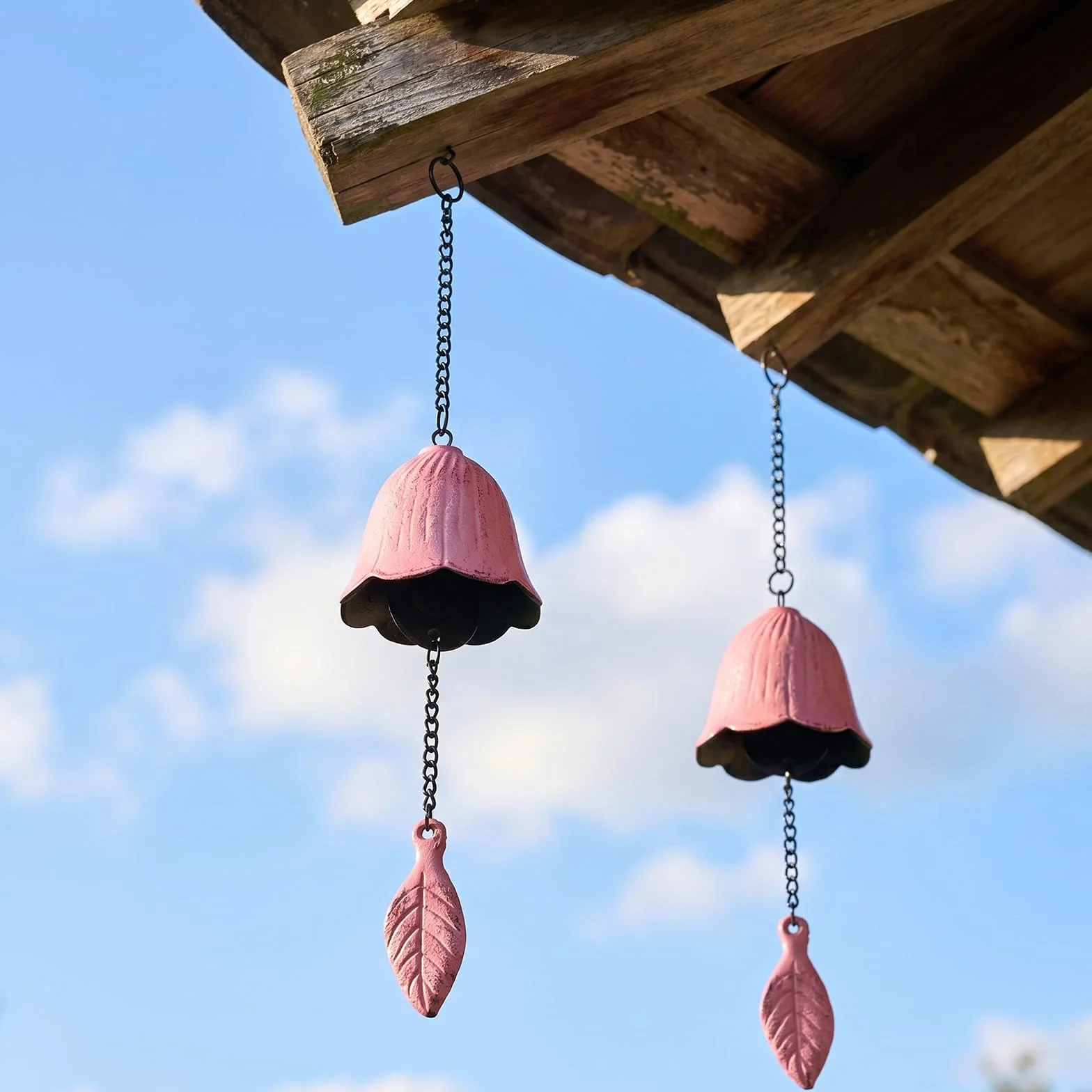 Japonesas Carillón de Viento de Hojas, Campanas de Viento de Hierro Fundido, Colgante para Exterior, Decoración de Bendiciones