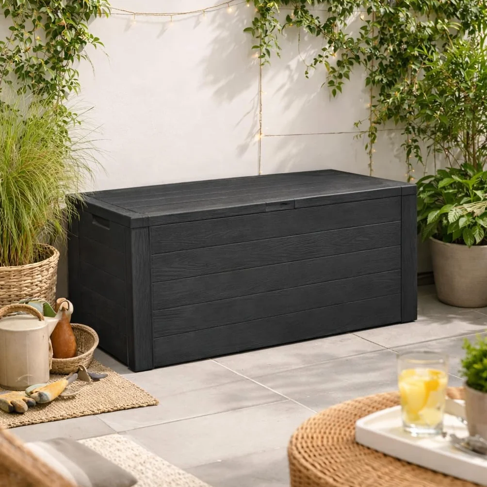 Acomoda Textil Baul de Almacenaje Exterior 300 Litros 120x45x57 cm Arcon para Jardin Terraza Balcon