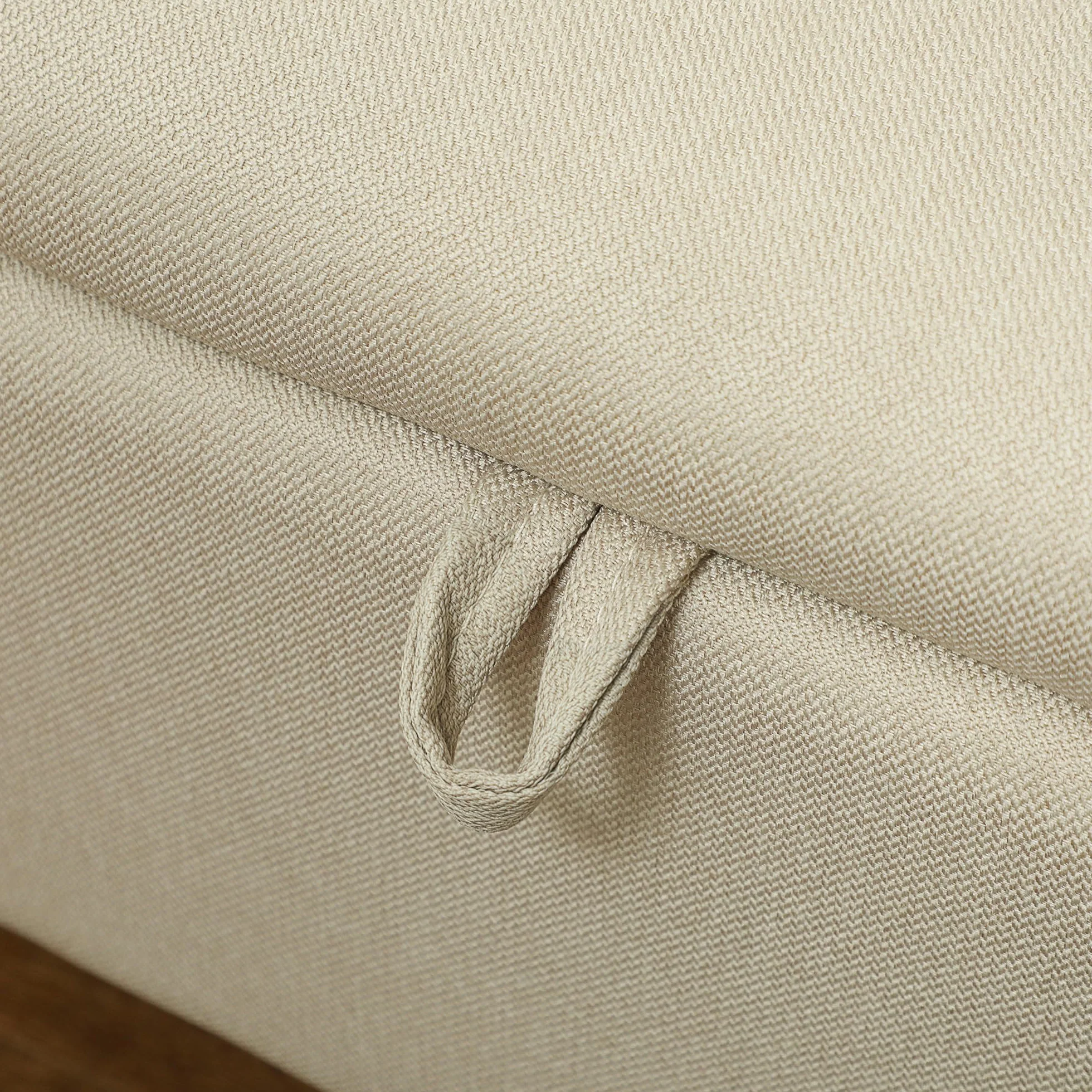 HOMCOM Banco Almacenaje Puff 61L Tapizado Lino Sintético Tapa Abatible Patas Acero 150 kg 101x38,5x44,5 cm Beige