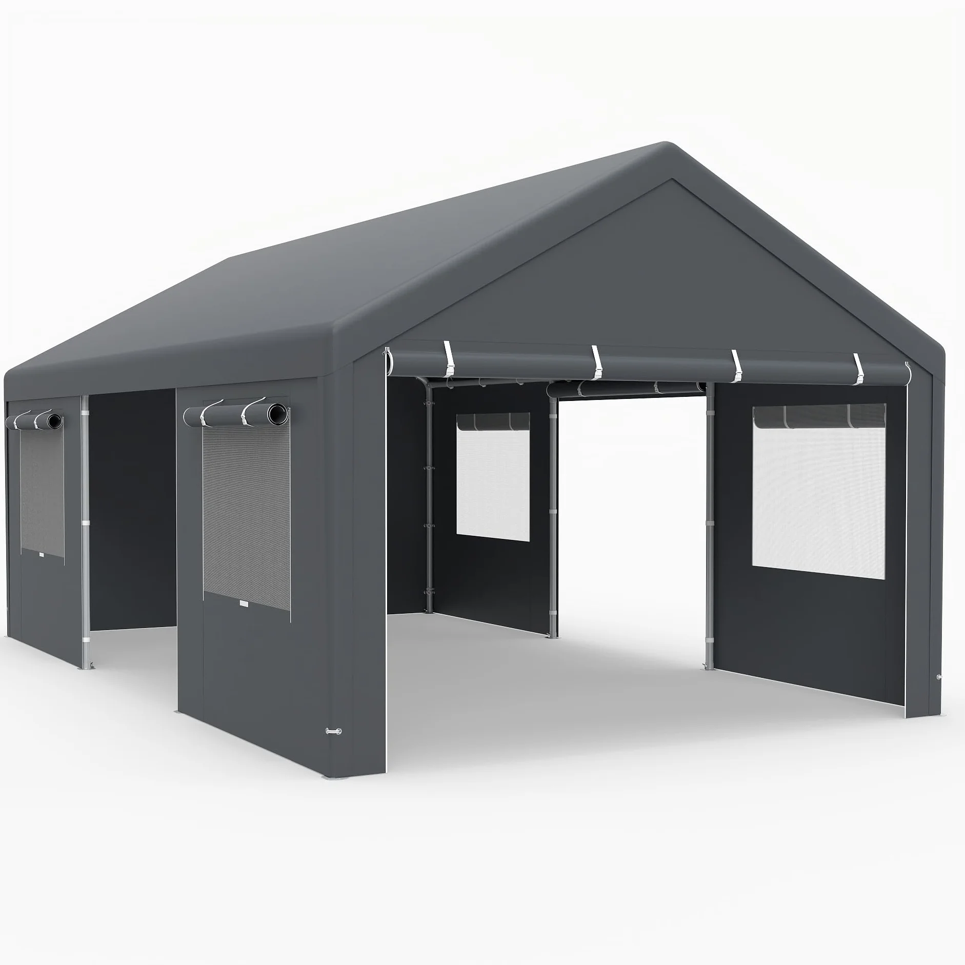 GOPLUS Garaje Carpa para Coche Impermeable PE 363x600 cm Gris