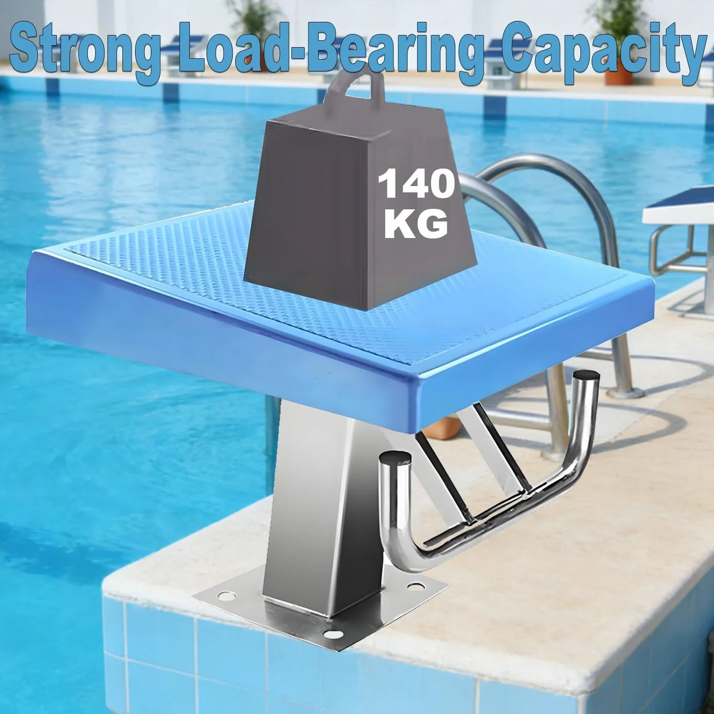 Trampolín de Alta Resistencia para Piscinas, Base de Acero Inoxidable, Inclinación 15° para Entrenamiento y Competición