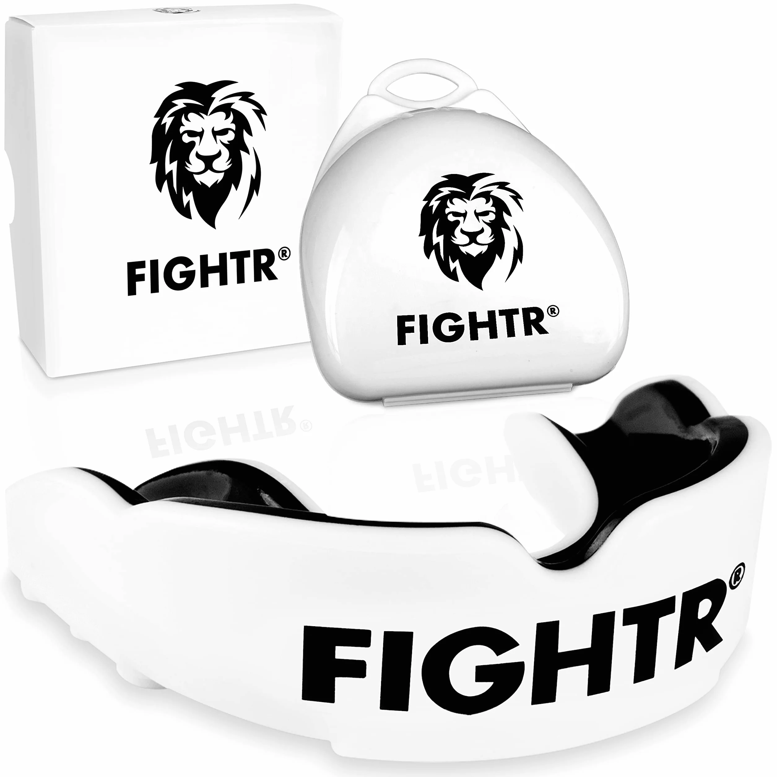 FIGHTR® Protector bucal protección dental deportiva para boxeo MMA Muay Thai hockey deportes de lucha incluye caja higiénica