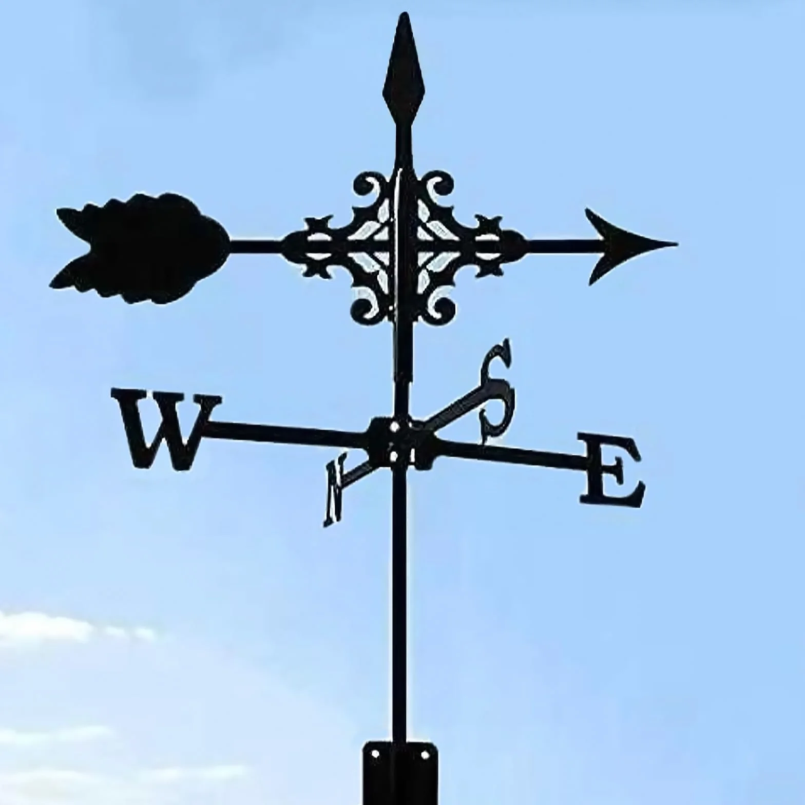 Veleta de metal robusta con soporte para pronóstico del tiempo, decorativa para jardín