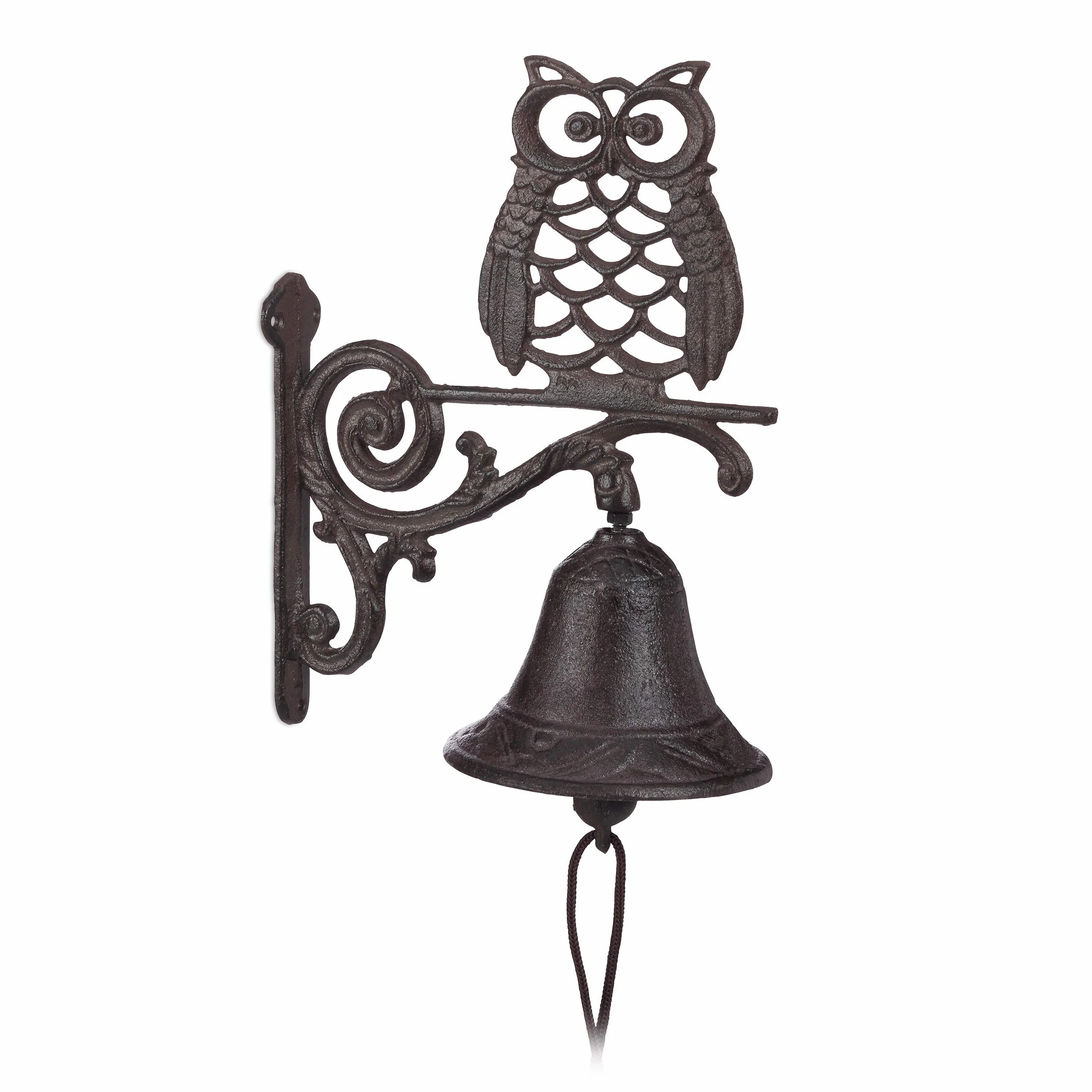 Relaxdays Campana con Búho Decoración de Jardín Estilo Rústico Marrón Oscuro