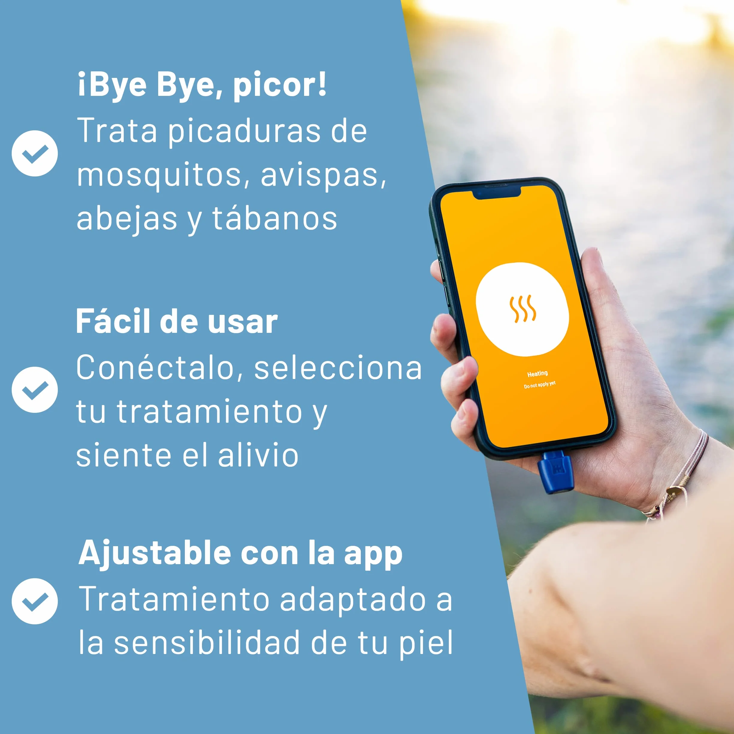 Dispositivo para picaduras de insectos con calor concentrado alivio sin químicos