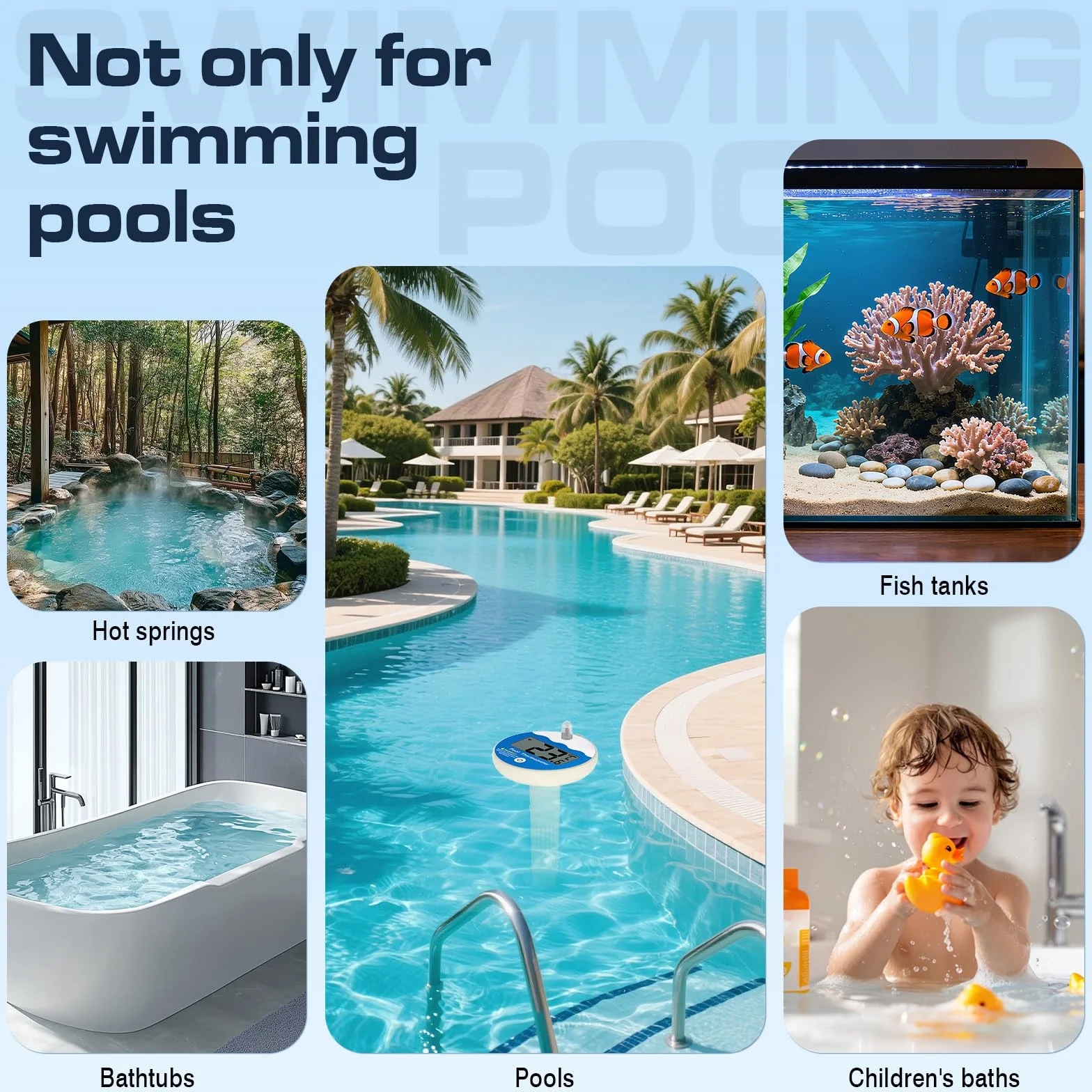 Termómetro Flotante para Piscina IP68 Impermeable Inalámbrico Bajo Consumo Alcance 100m