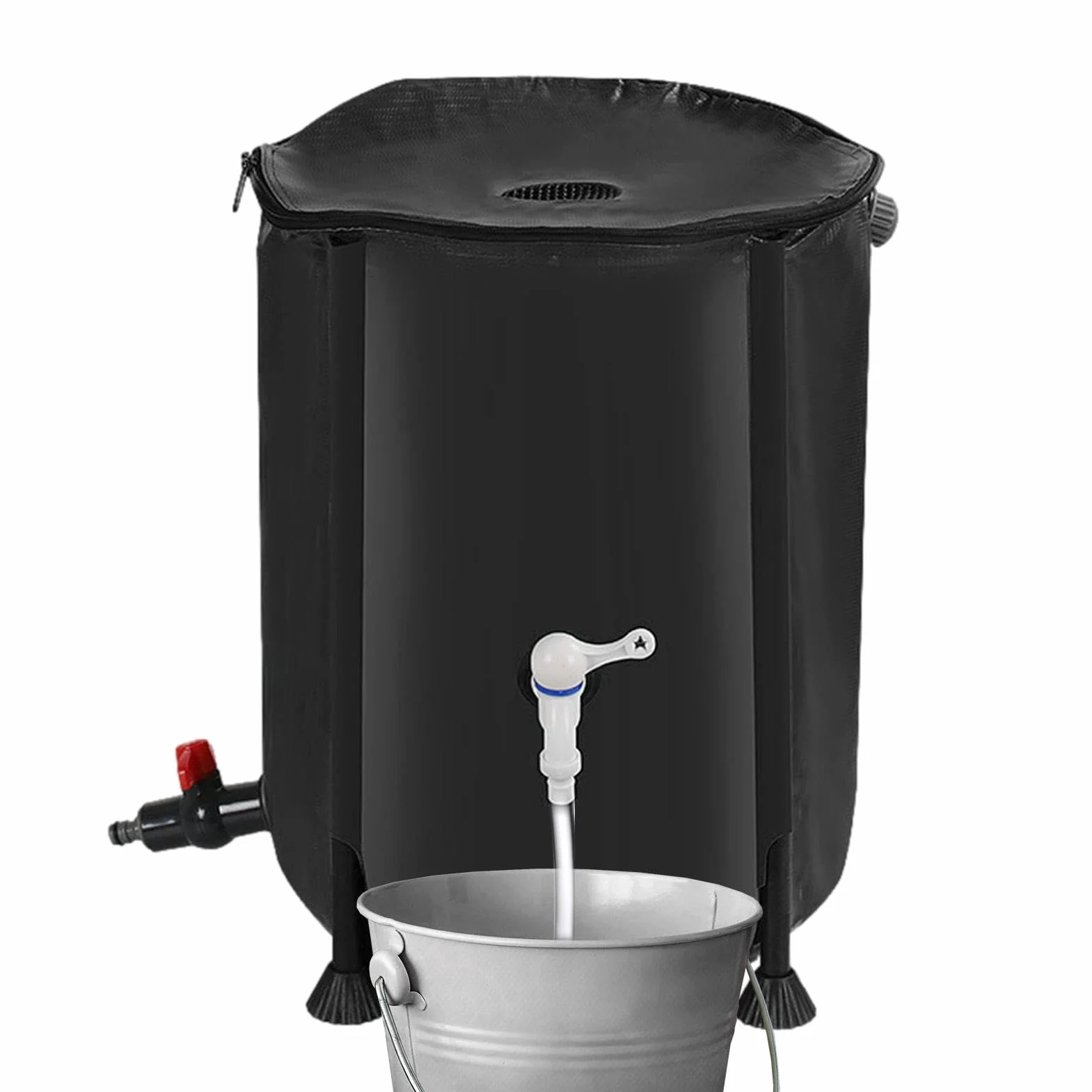 Barril de recolección de agua de lluvia, tanque de almacenamiento de agua de 200 L, colector de agua de recolección de lluvia, barril de lluvia portátil con kit de desbordamiento, almacenamiento de | de 200 L, colector de agua de recolección de lluvia, ba
