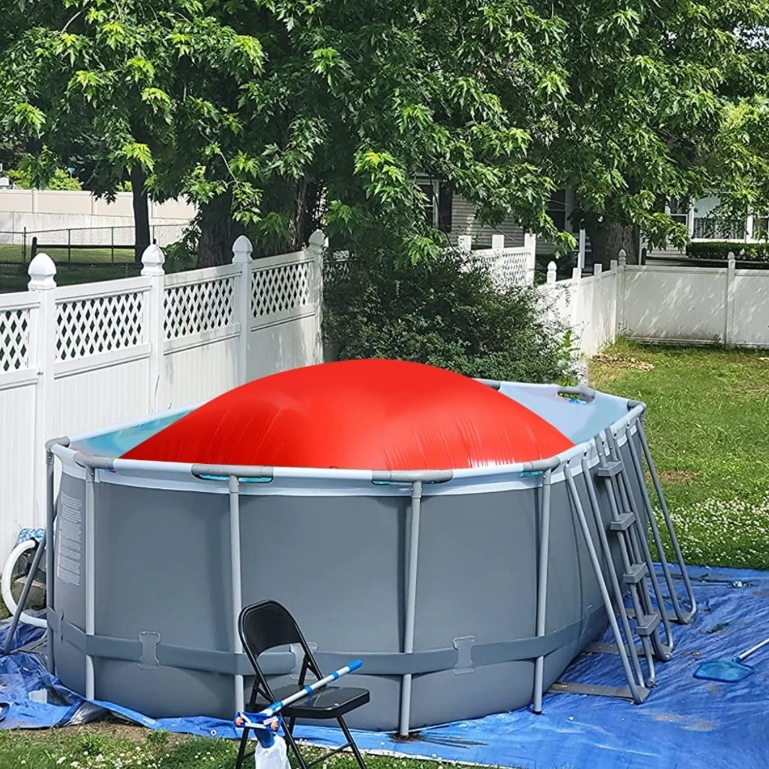 RichVibe Almohada de piscina roja PVC resistente al frío 200x250x90 cm para cierre de invierno