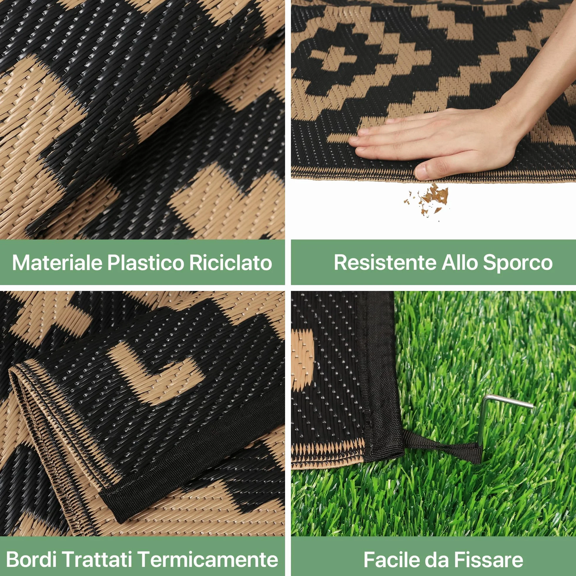 GENIMO Alfombra Exterior Terraza Impermeable Reversible Plástico 180 x 275 cm
