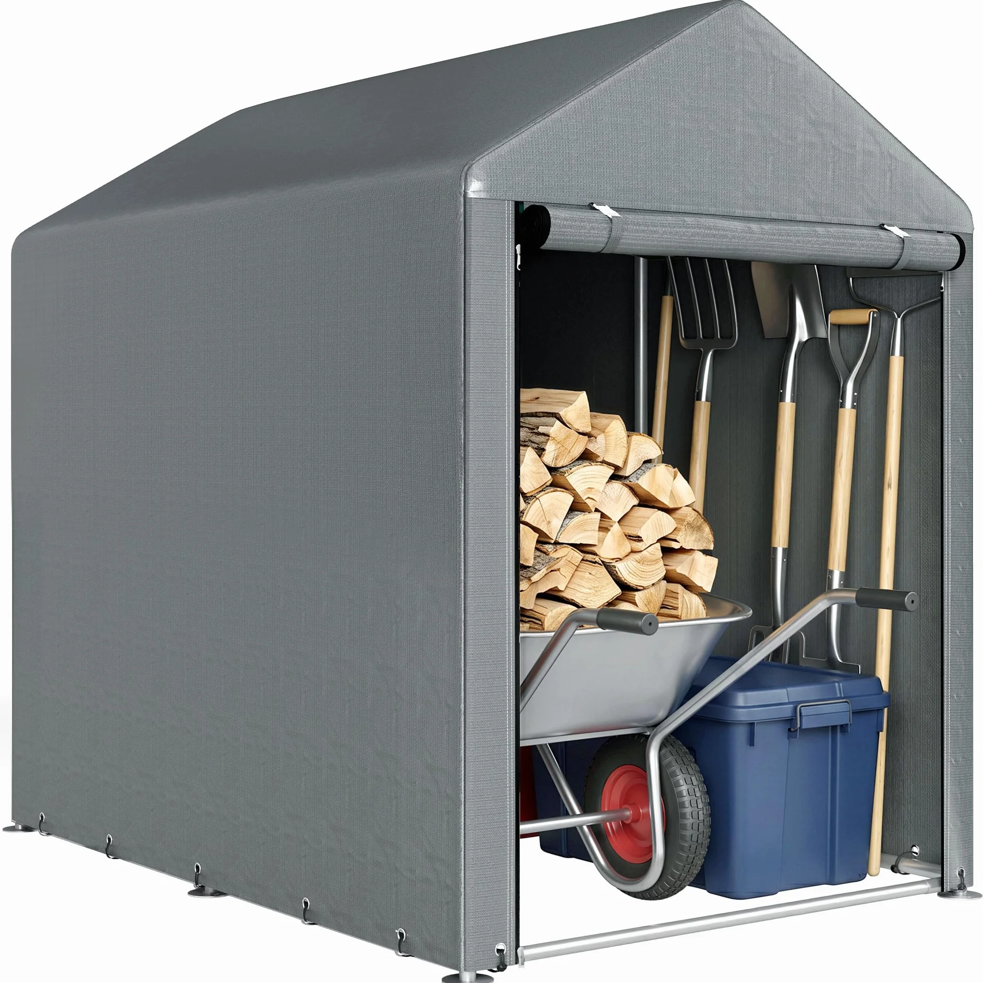 Outsunny Cobertizo Exterior 1,2x1,8x1,65 m Impermeable Anti-UV Garaje Portátil Gris Oscuro
