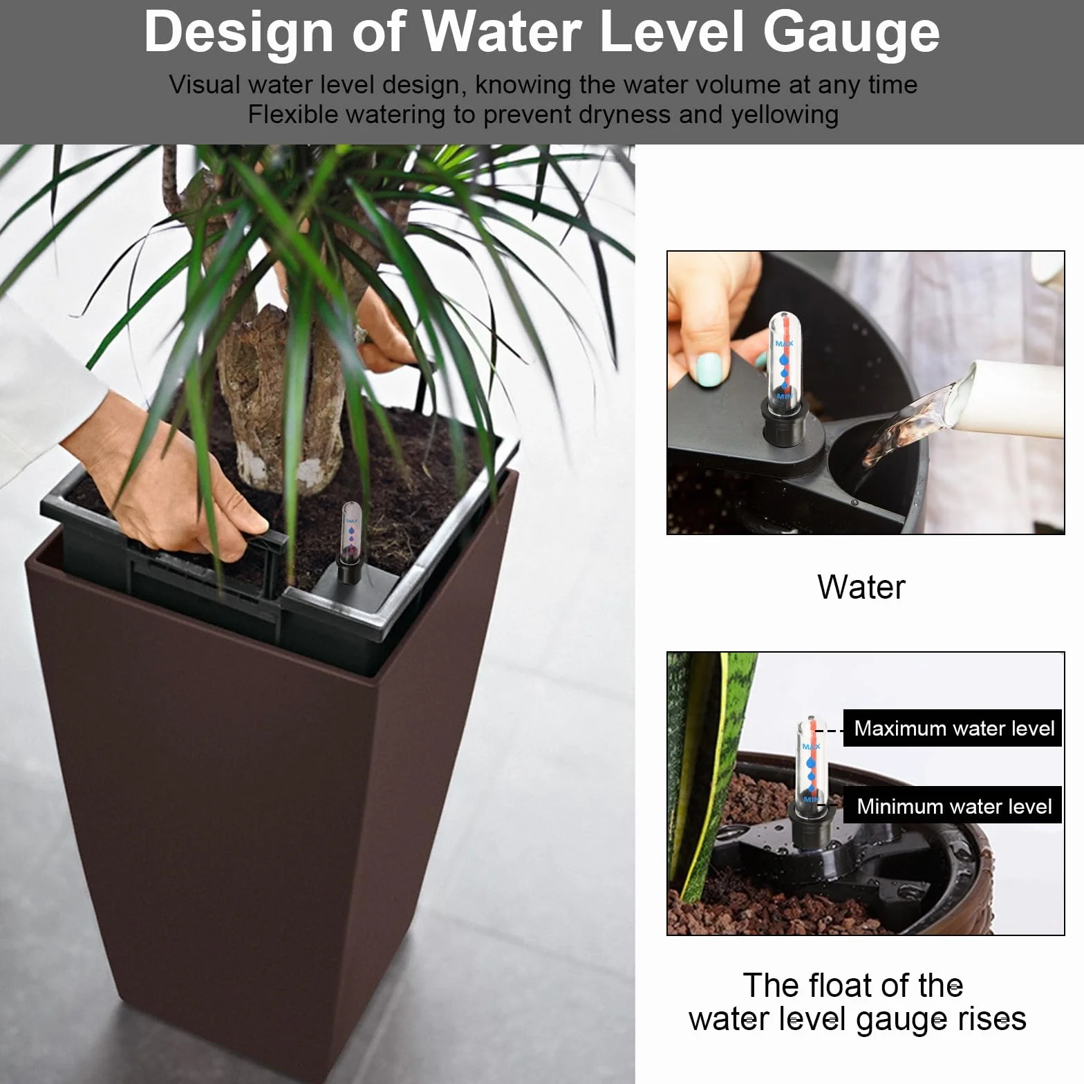 Indicador de nivel de agua para plantas, 12 unidades, plástico