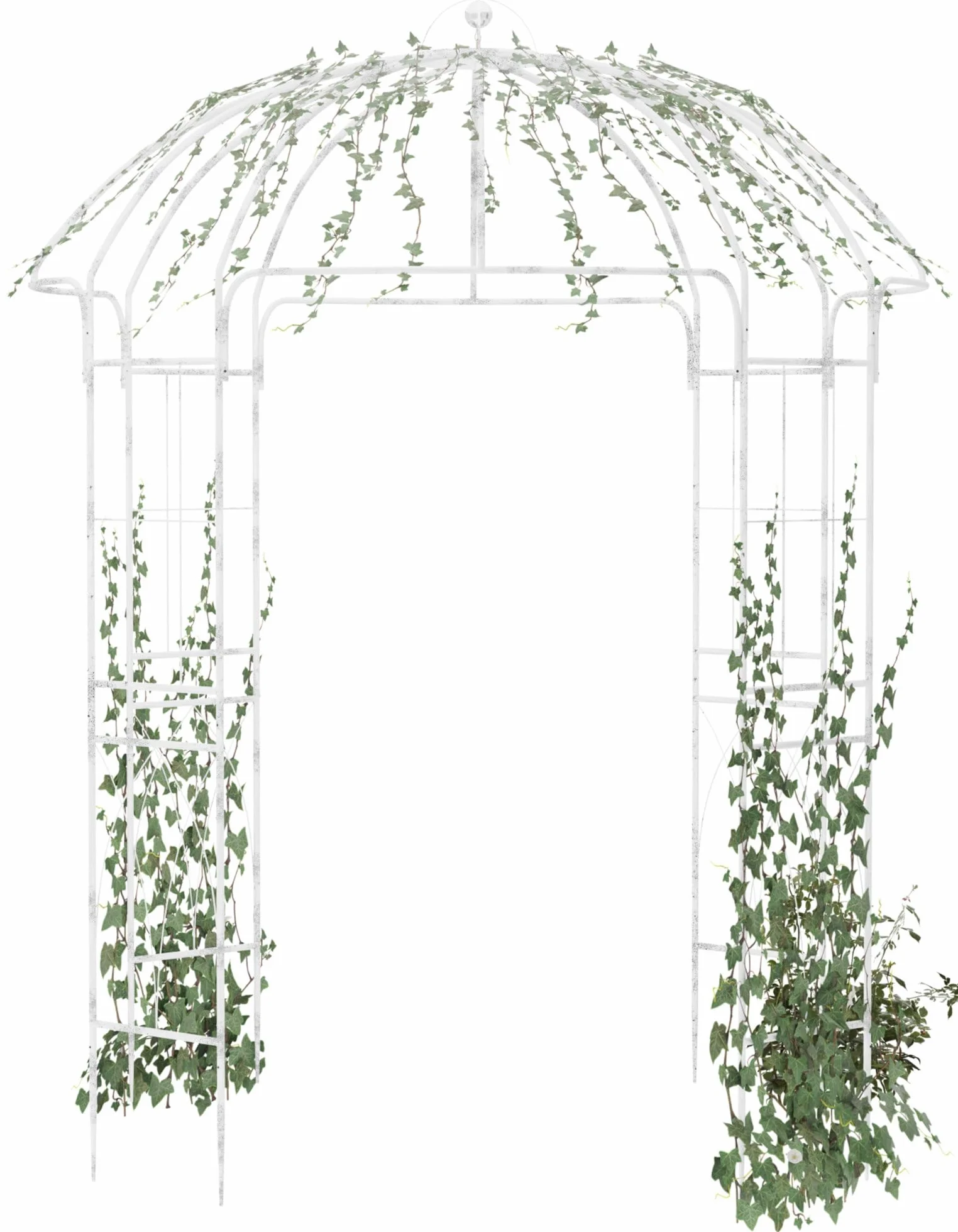 Pérgola de jardín Keira Arco con celosía 270x200 cm Acero con Recubrimiento Blanco Envejecido