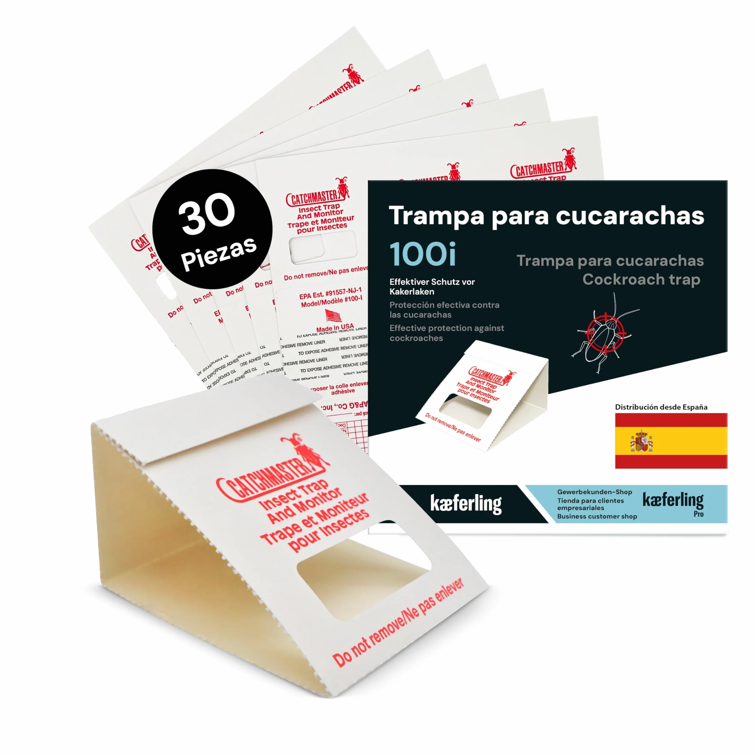 Catchmaster 100i Trampas para Cucarachas 30 Piezas Adhesivas Sin Veneno