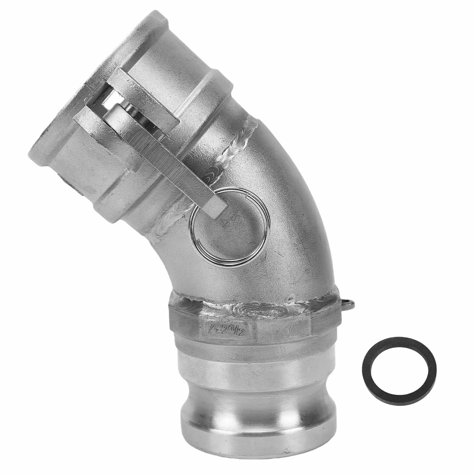 Fafeicy DA Camlock Acoplamiento de Manguera de 2,5 Pulgadas Hembra a Macho Codo de 45 Grados Leva y Ajuste de Ranura para Transferencia de Aceite de Gasolina y Agua para Uso Agríc