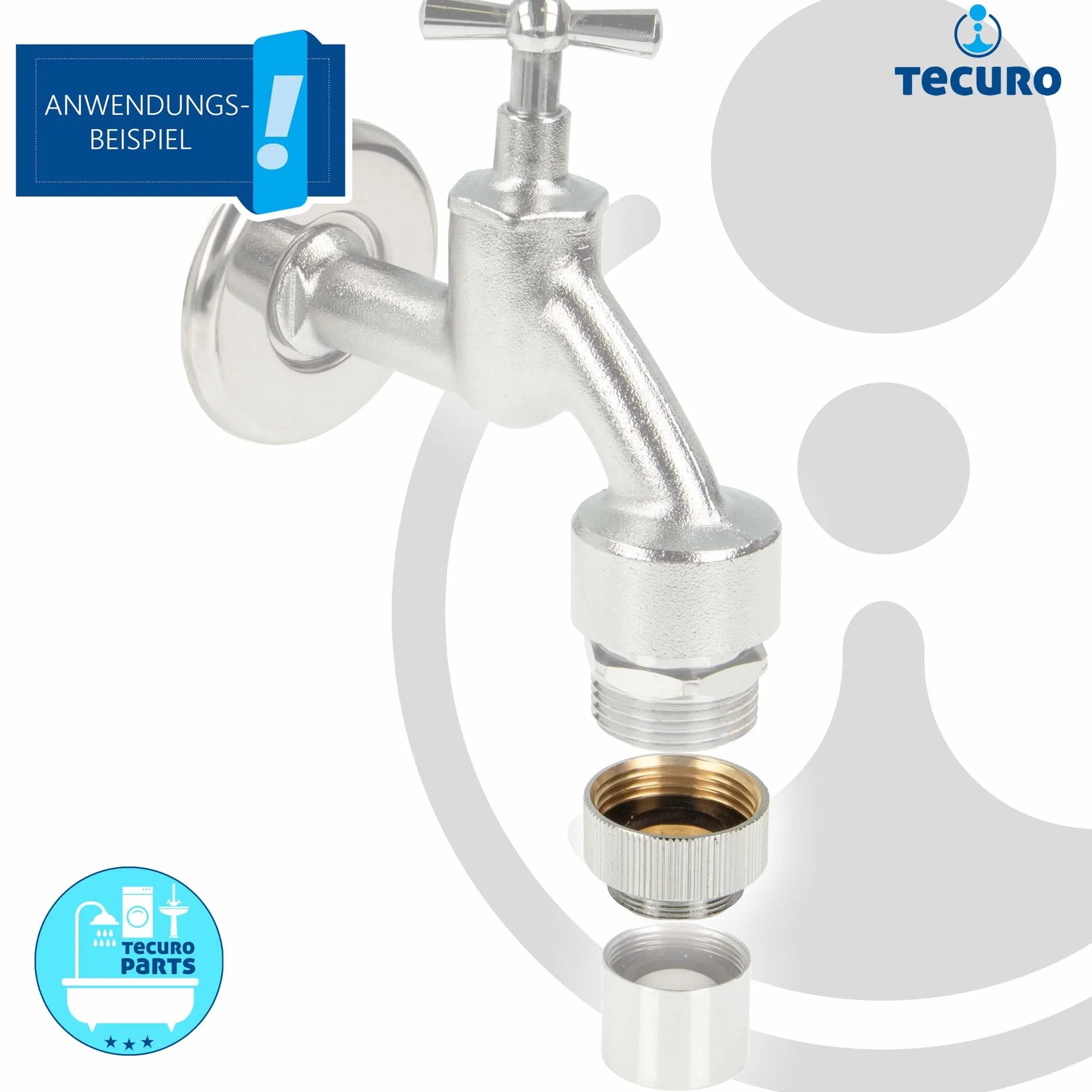 tecuro Pieza de Transición Adaptador de Receptáculo para Boquillas de Grifo AG M 22 x 1 a 1,9 cm Rosca Femenina de Latón Cromado