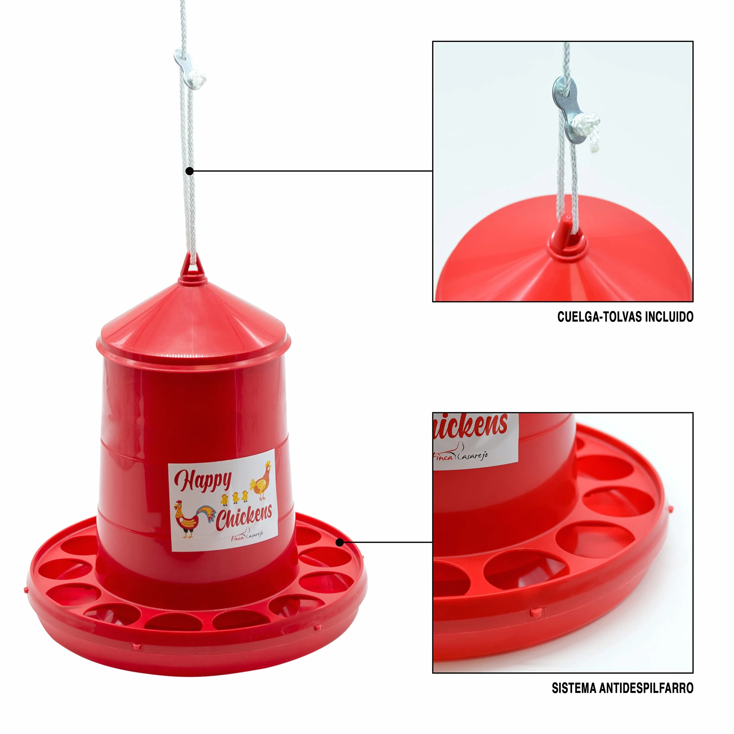 Happy Chickens Pack Comedero y Bebedero para Gallinas 12kg 10L Plástico Resistente