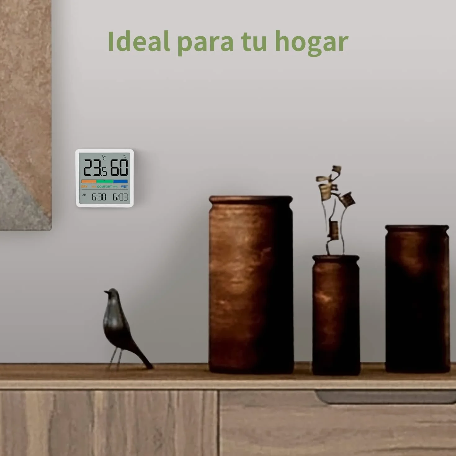 NOKLEAD Termómetro Higrómetro Digital de Escritorio con Monitor de Temperatura y Humedad (Blanco)
