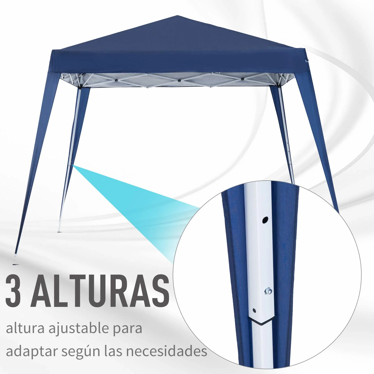 Outsunny Carpa Plegable 3x3 m, Pop-up, Cenador Pabellón de Jardín, Altura Ajustable con Bolsa de Transporte, Anti-UV, Impermeable, Gazebo para Camping, Fiestas, Exterior, Azul