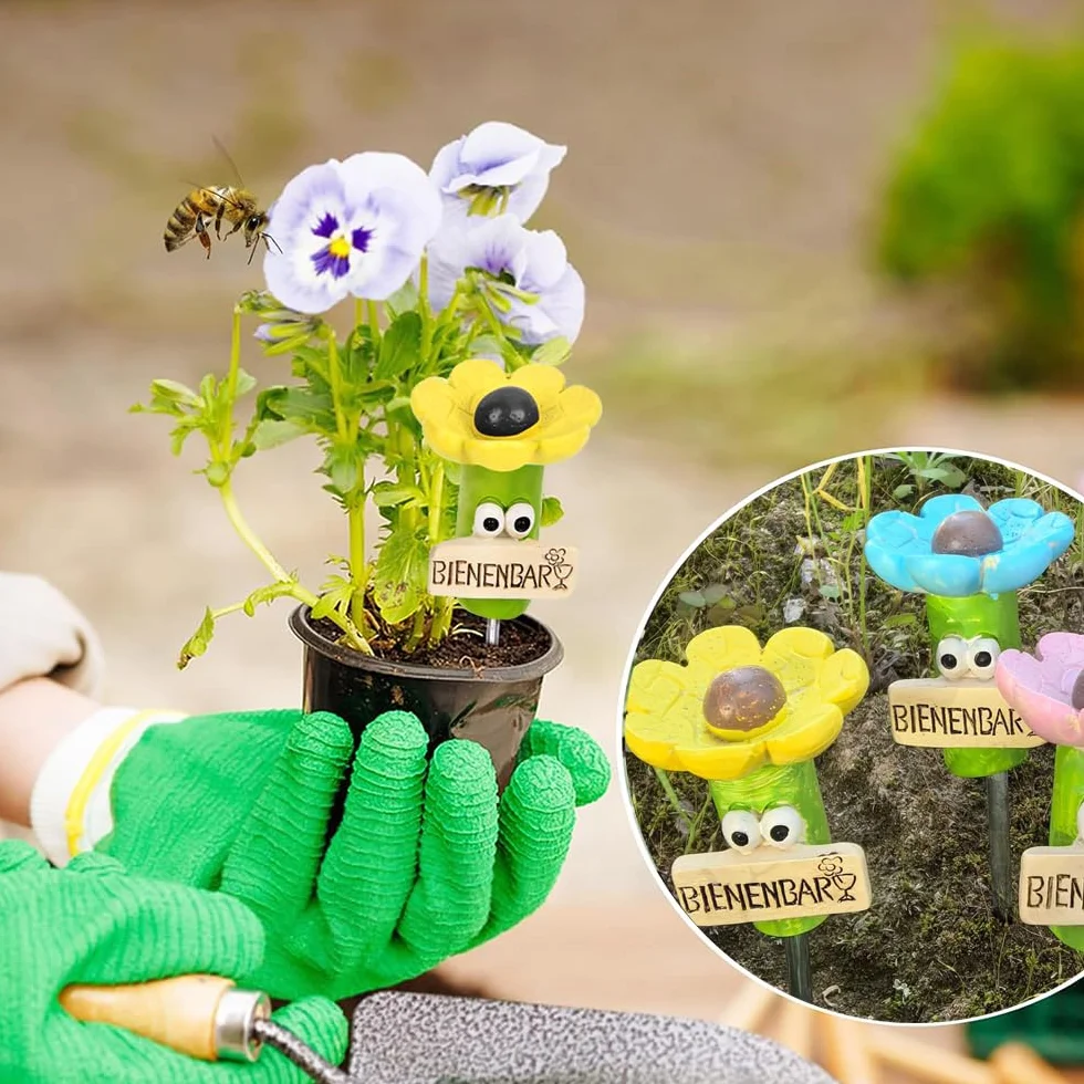 YGCHEN Bebedero para Abejas, Estación de Agua para Insectos en Forma de Flor, Fuente de Mariposas, Accesorios para Macetas