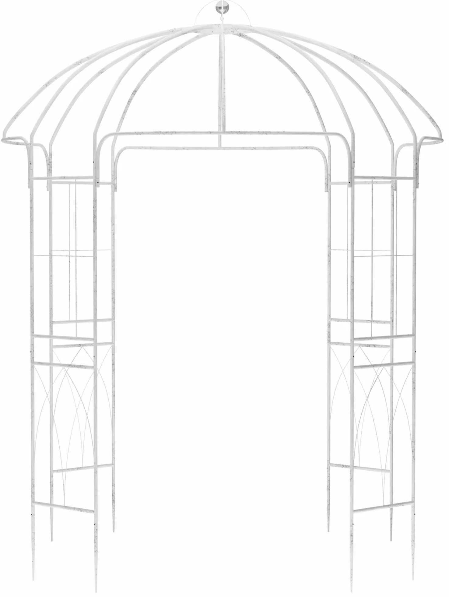 Pérgola de jardín Keira Arco con celosía 270x200 cm Acero con Recubrimiento Blanco Envejecido