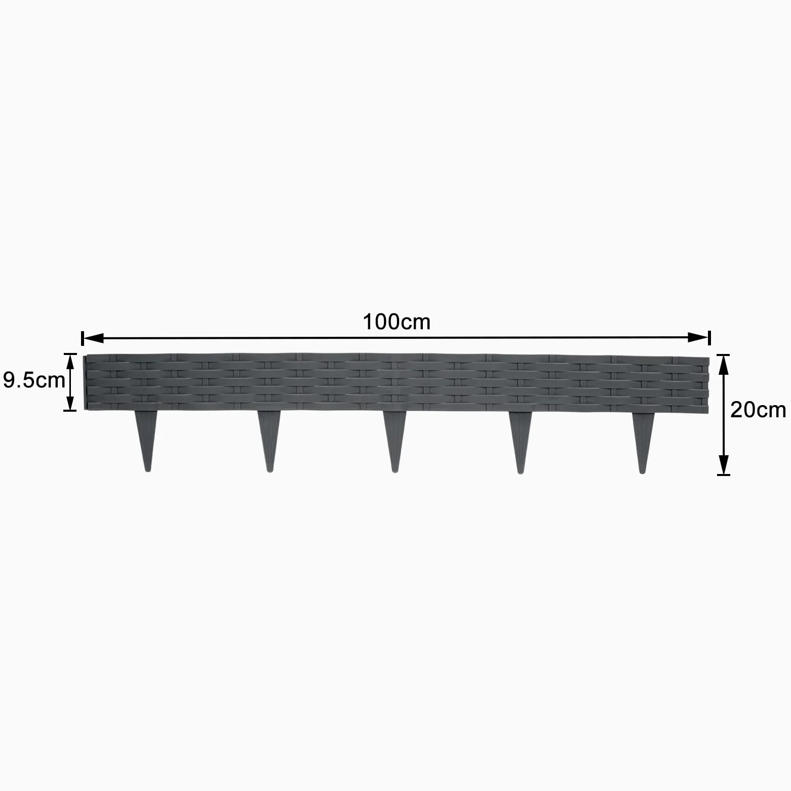 Froadp 100cm Imitación de Ratán Delimitadores de Bordes para Jardín, Borduras de Cama Flexible de Plástico, Bendable Vallas de Césped para Parterres, Empalizadas Bordillos (30 Piezas, Antracita)