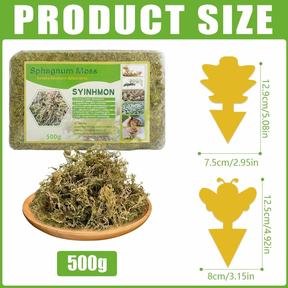 Musgo Sphagnum para Orquídeas 500g, Sphagnum Moss Sustrato, Enmienda Suelo Jardinería Plantas Carnívoras