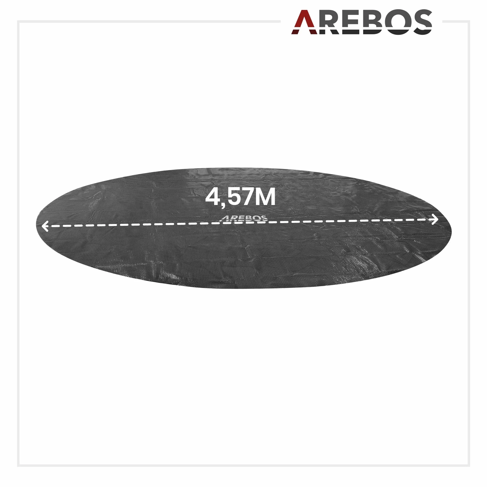 Arebos Cubierta Solar Piscina Ø 4,57 m Negro Lona Redonda 120 µm Protector Térmico Ahorro Energía