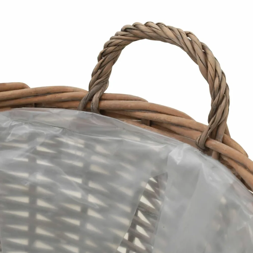Juego de 4 maceteros de mimbre de mimbre hechos a mano con forro de polietileno, diseño moderno para balcón, jardín y terraza (22 – 40 cm), color marrón y blanco