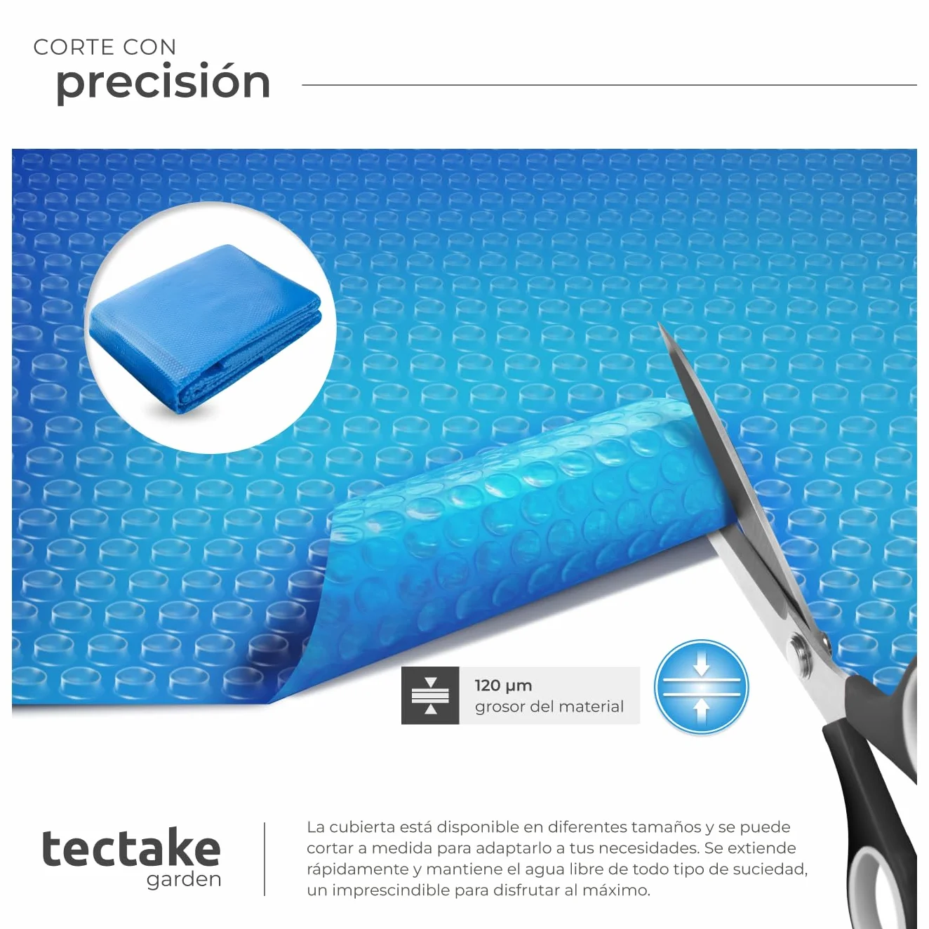 Tectake Manta Solar Piscina Redonda 381x381 cm Azul 110 µm Calentar Agua