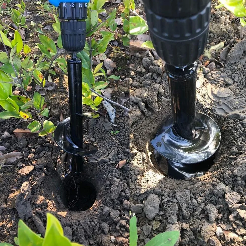 Taladro de mano TOP-MAX, broca en espiral para jardín, vástago hexagonal 3/8 pulgadas, herramienta de excavación 4x45 cm