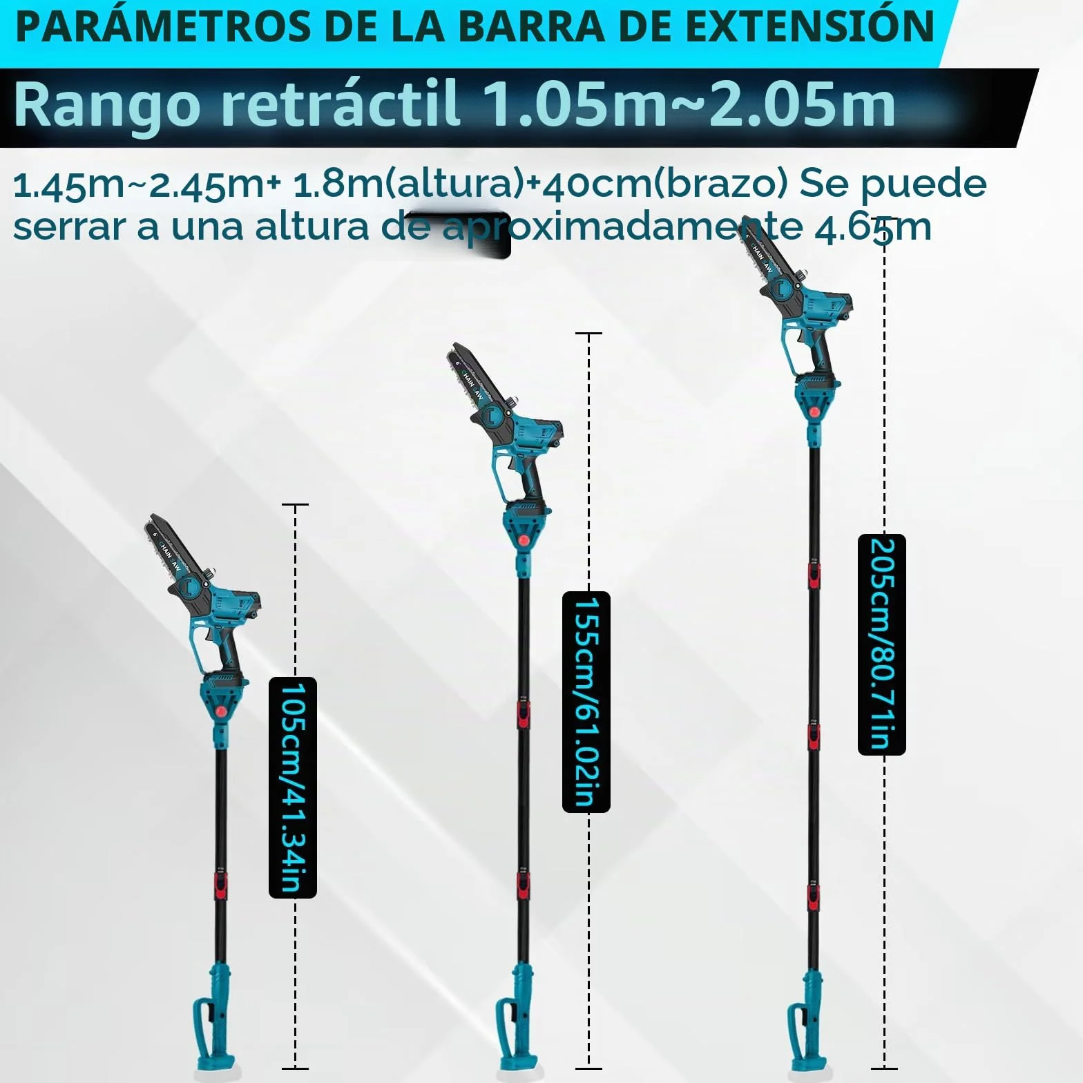 Motosierra de podar profesional compatible con Makita 18 V | 6 pulgadas, sin escobillas, 2 en 1, con mango telescópico y telescópico, podadora eléctrica, altura de trabajo de 4,5 m