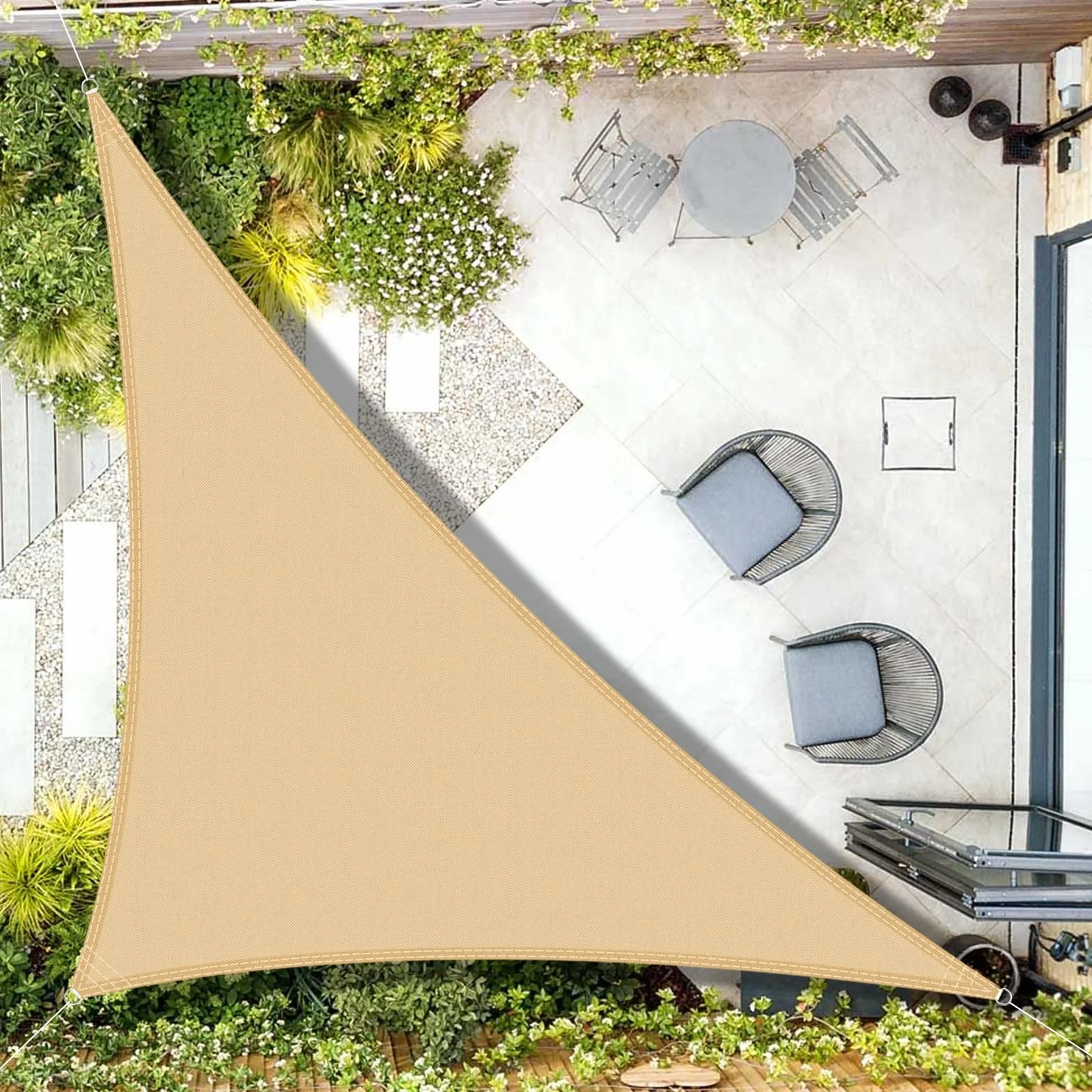 Toldo Vela de Sombra Impermeable Triangular 3x3x4,25m Protección Rayos UV para Exterior Terraza Patio Jardín