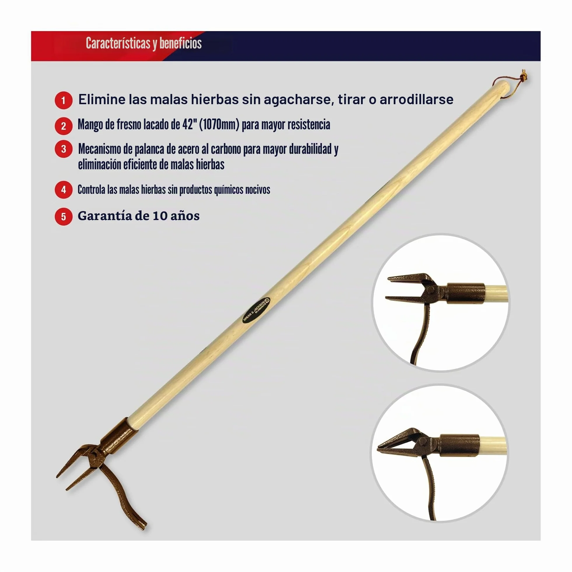 Spear & Jackson 4124NB Deshierbador Tradicional Mango Largo Ergonómico 42" Herramienta de Jardinería