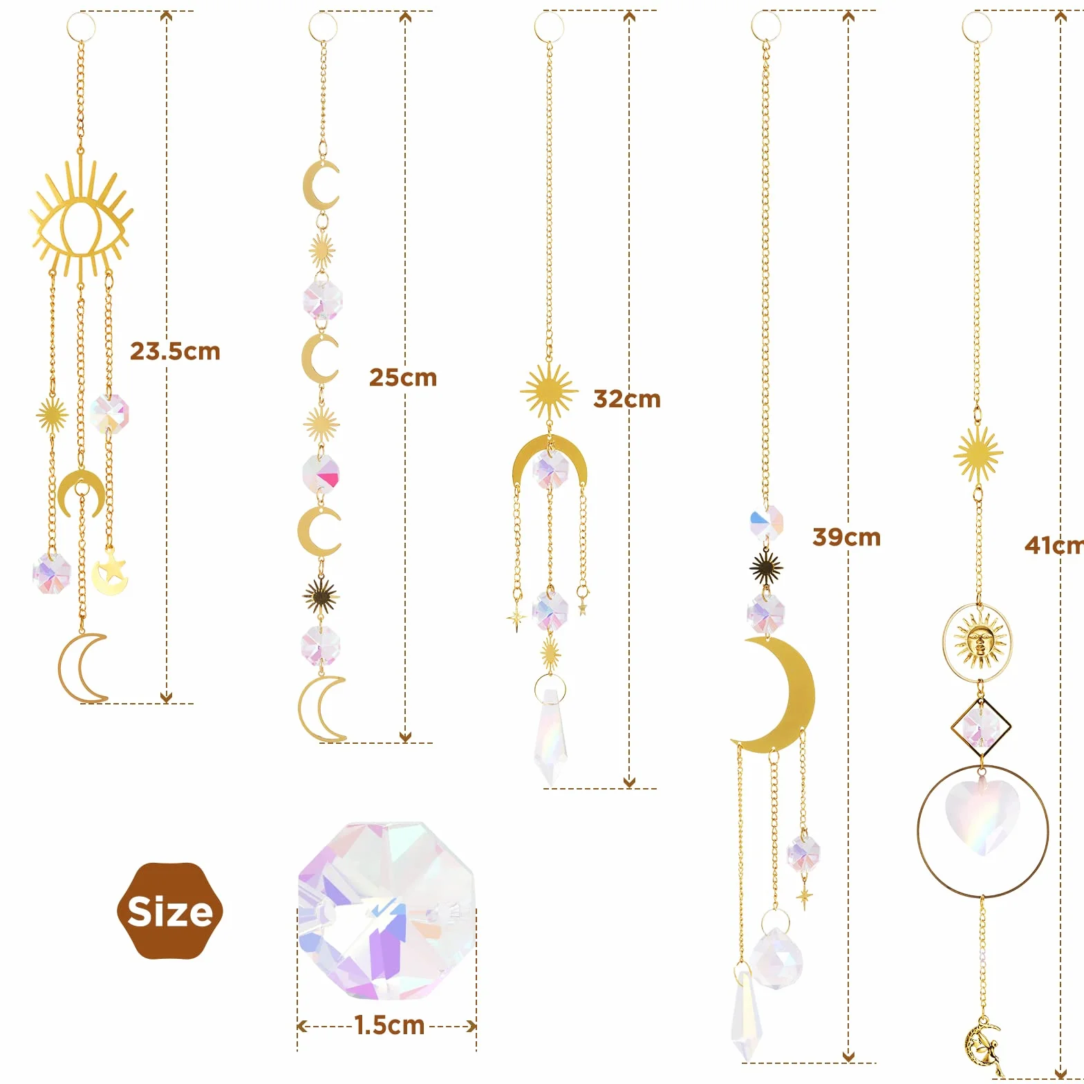 Atrapasoles de Cristal Colgantes Arcoíris Bola de Prisma Suncatcher Decoración Feng Shui Hogar Oficina 5pcs
