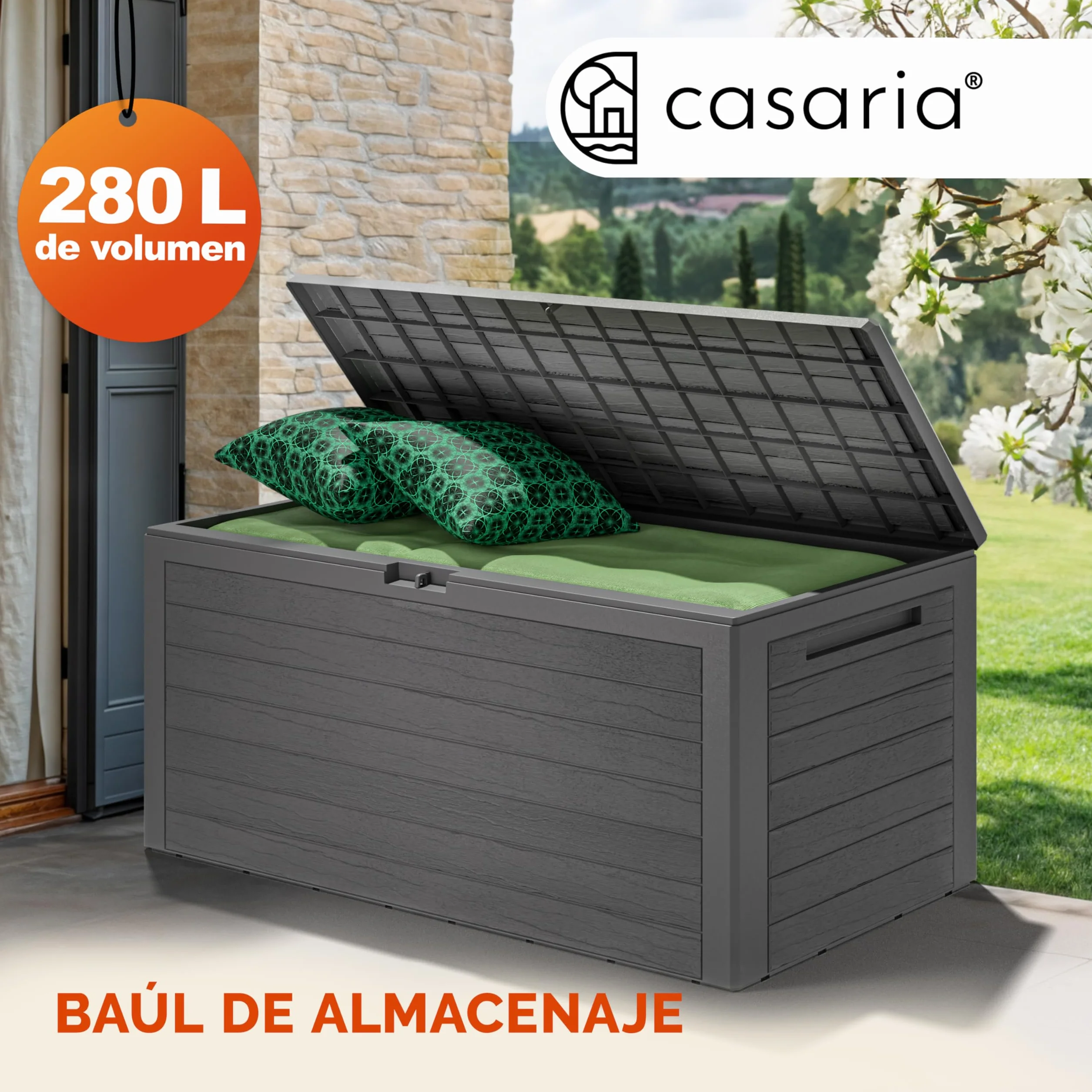 Casaria Baúl de Almacenamiento Exterior 280L 116x43x55cm Gris