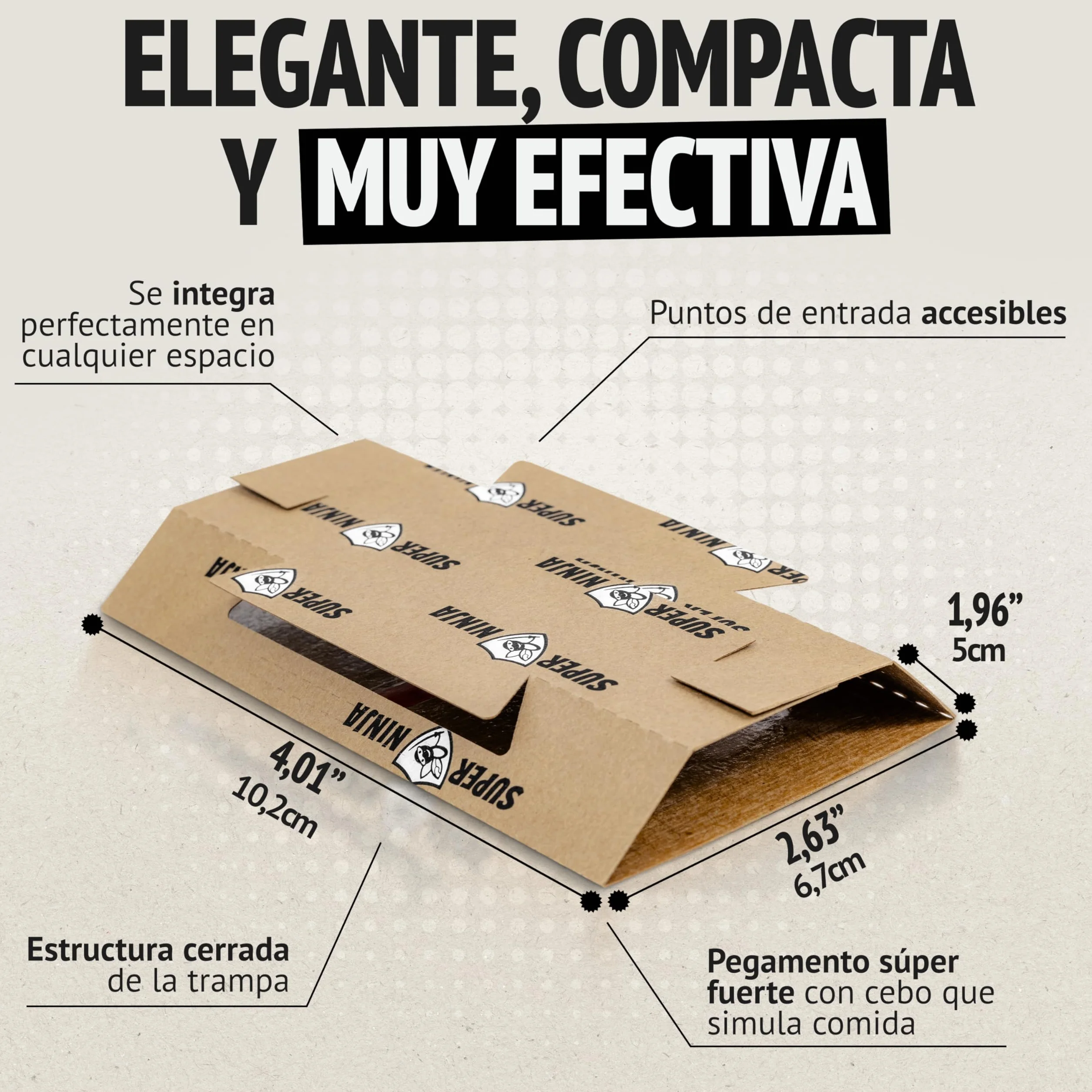 Trampas para Cucarachas Super Ninja – Pack 12 Unidades, Trampa Adhesiva con Atrayente Natural, Mata Cucarachas sin Tóxicos, Duración 3 Meses