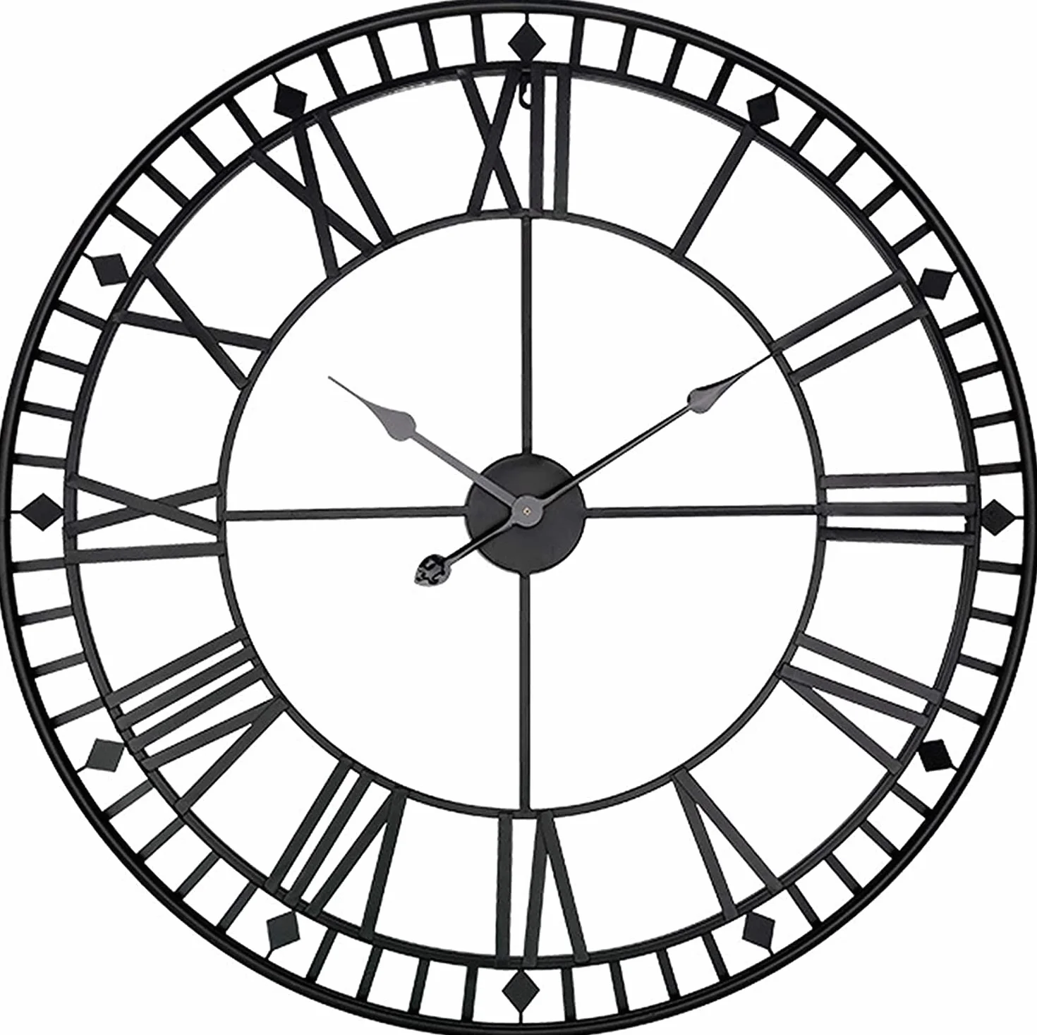 Reloj de Pared de Jardín al Aire Libre 80 cm Metal Redondo Números Romanos Impermeable Retro