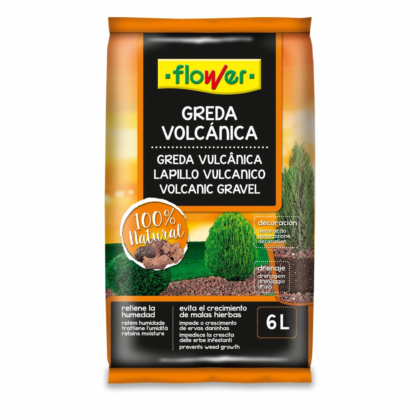 Greda Volcánica Decorativa 6 L Tamaño 12/18 Piedra Volcánica para Macetas y Jardín Sustrato Decorativo