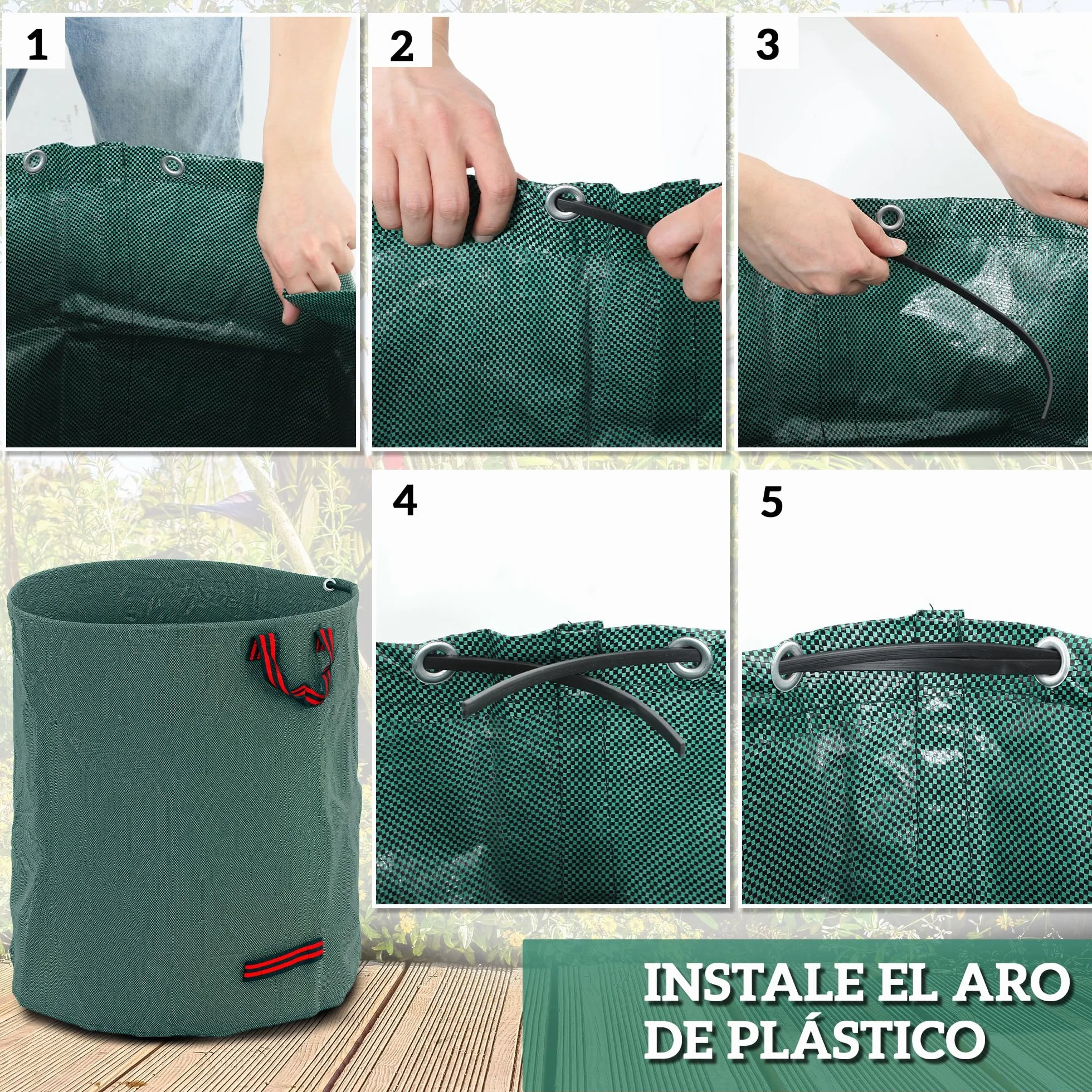 Outsunny 3 Bolsas de Basura de Jardín 272L Reutilizables Plegables con Asas Reforzadas