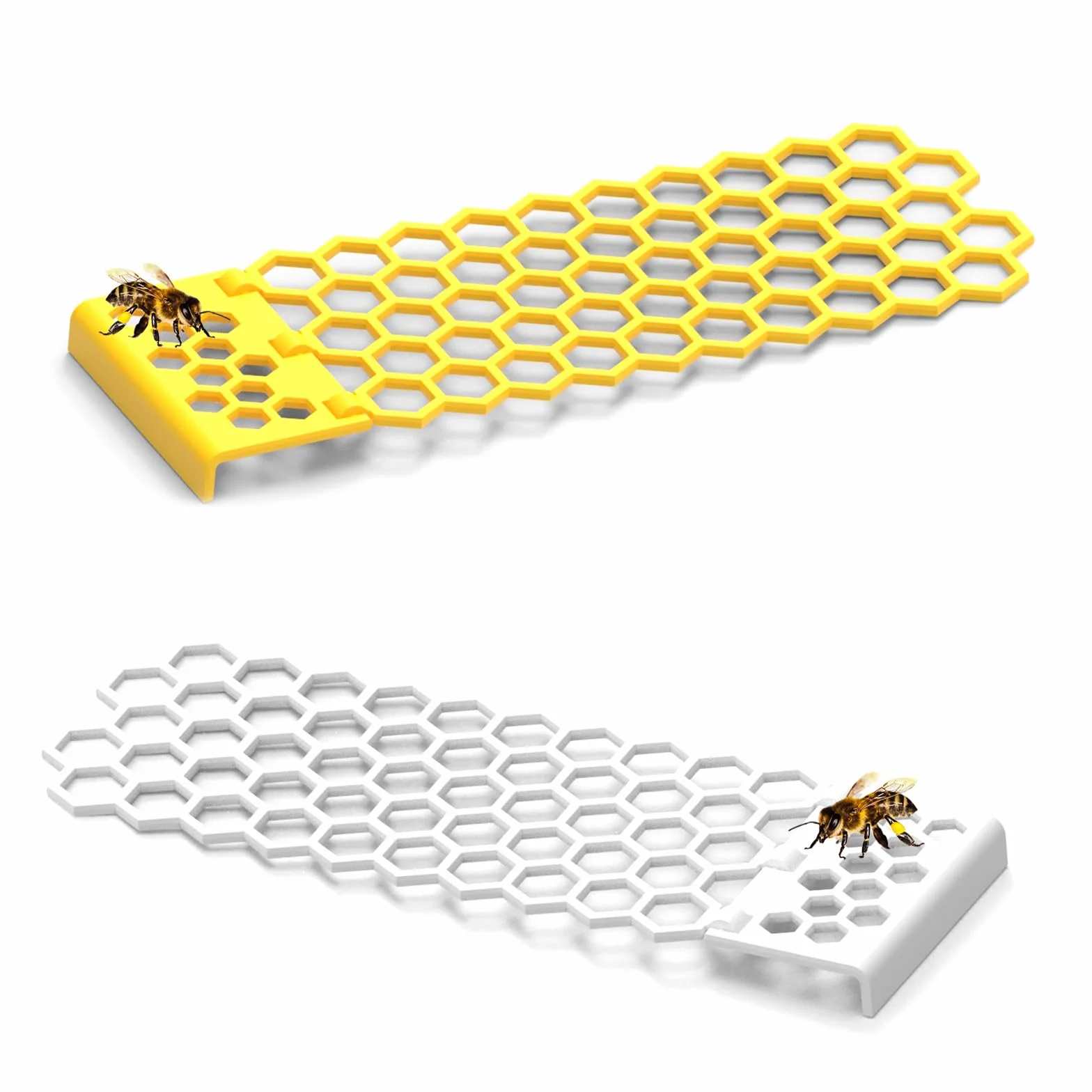 Escaleras Flotantes para Abejas 2 Piezas Plástico Forma Colmena Panal Plegable Amarillo Blanco