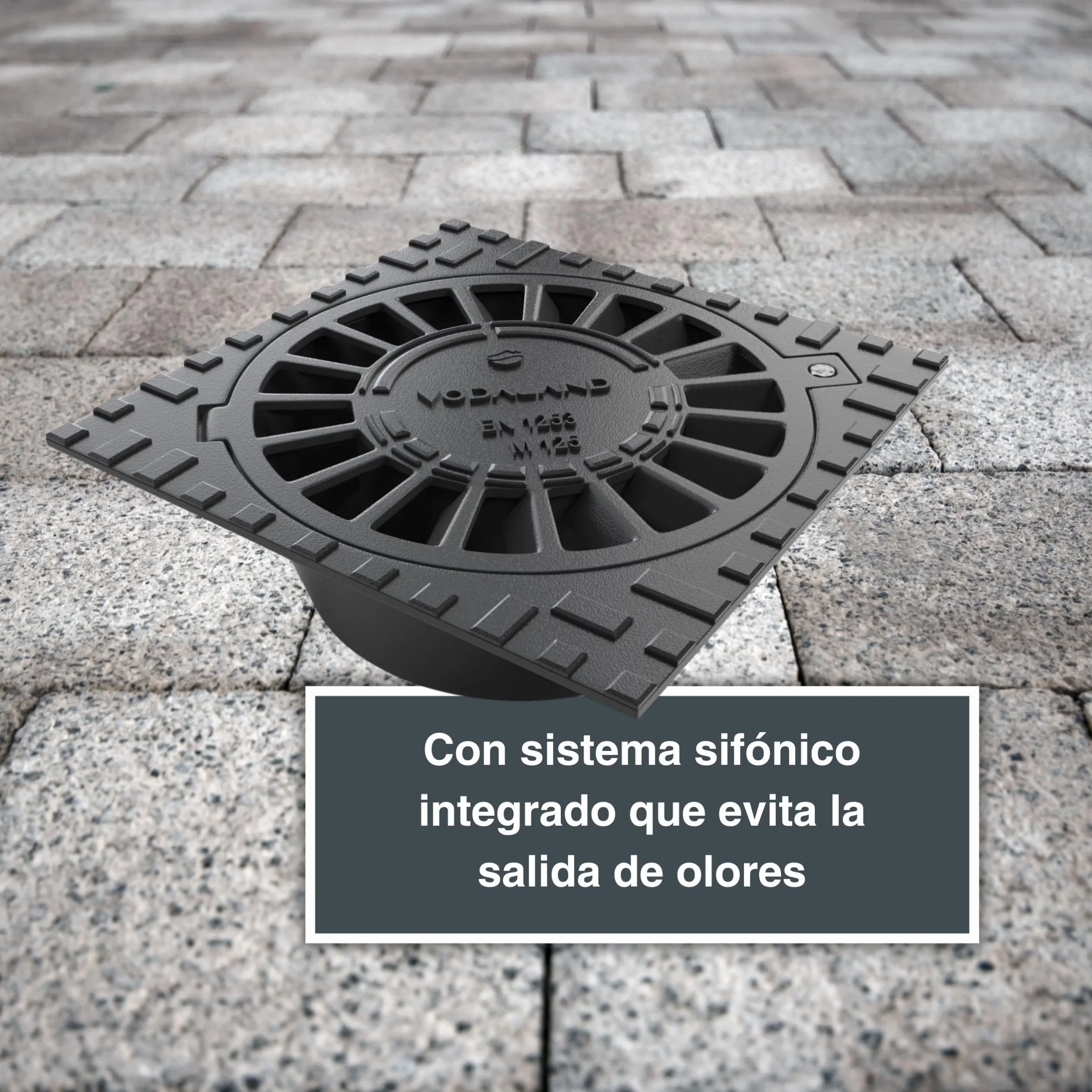 Vodaland Sumidero Sifónico de Fundición Dúctil Clase Carga M125 Drenaje Exterior 250x250mm Ø110